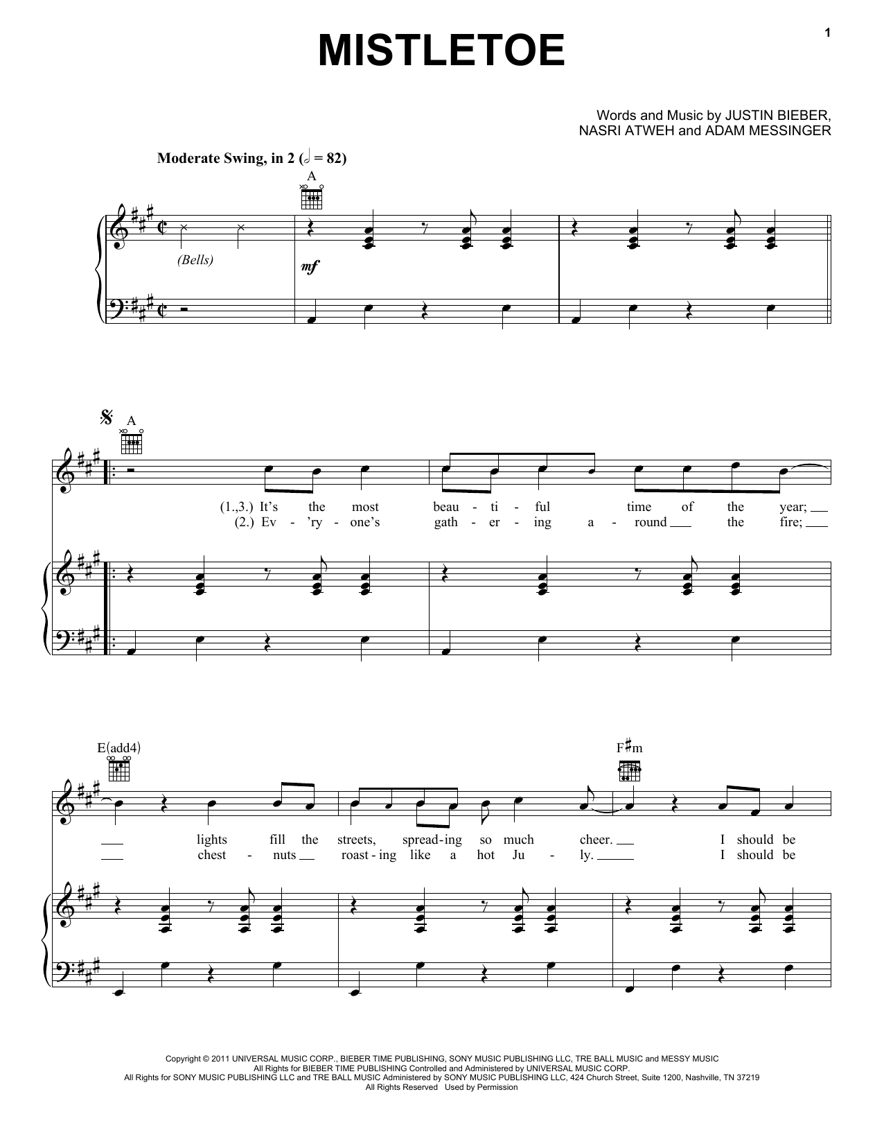 Mistletoe (Piano, Vocal & Guitar Chords) von Justin Bieber