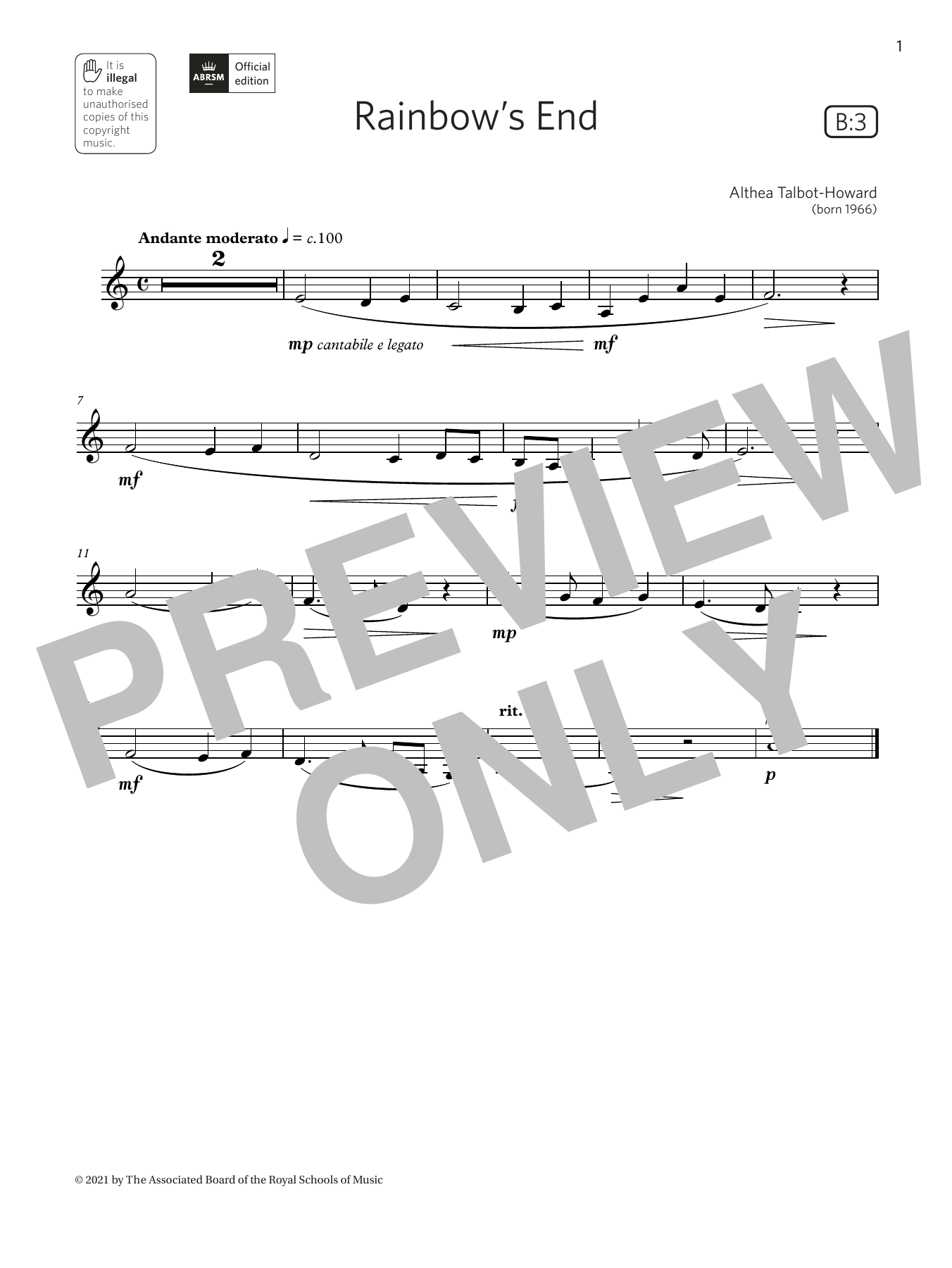 Rainbow's End (Grade 1 List B3 from the ABRSM Clarinet syllabus from 2022) (Clarinet Solo) von Althea Talbot-Howard