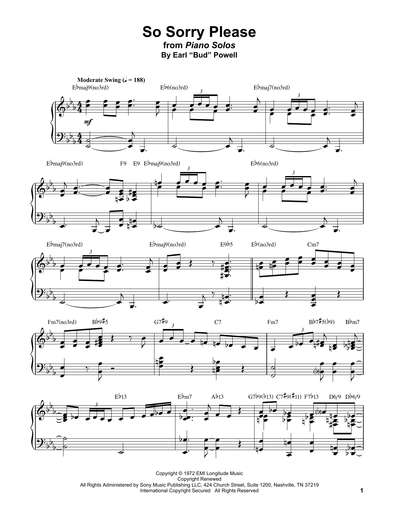 So Sorry Please (Piano Transcription) von Bud Powell