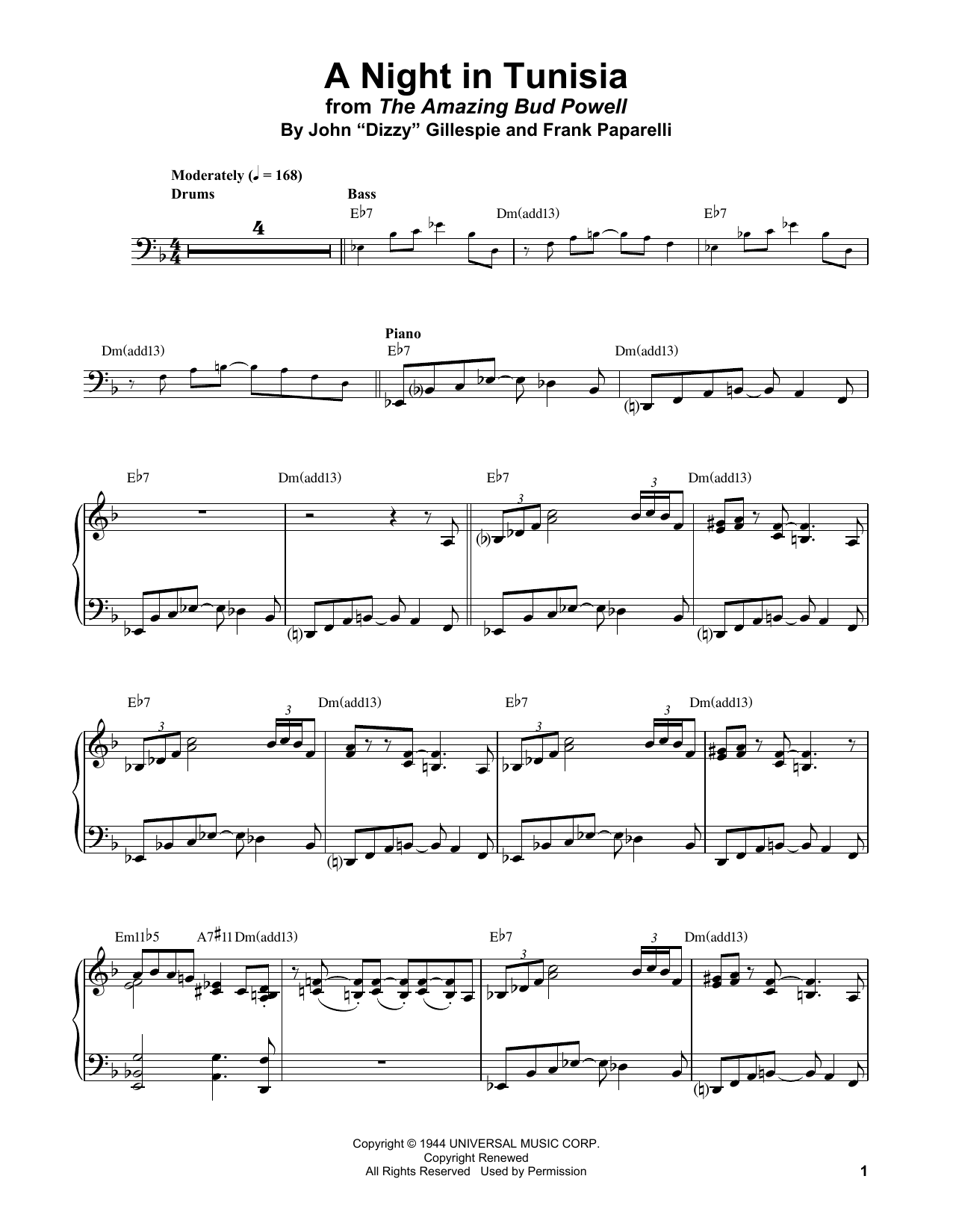 A Night In Tunisia (Piano Transcription) von Bud Powell