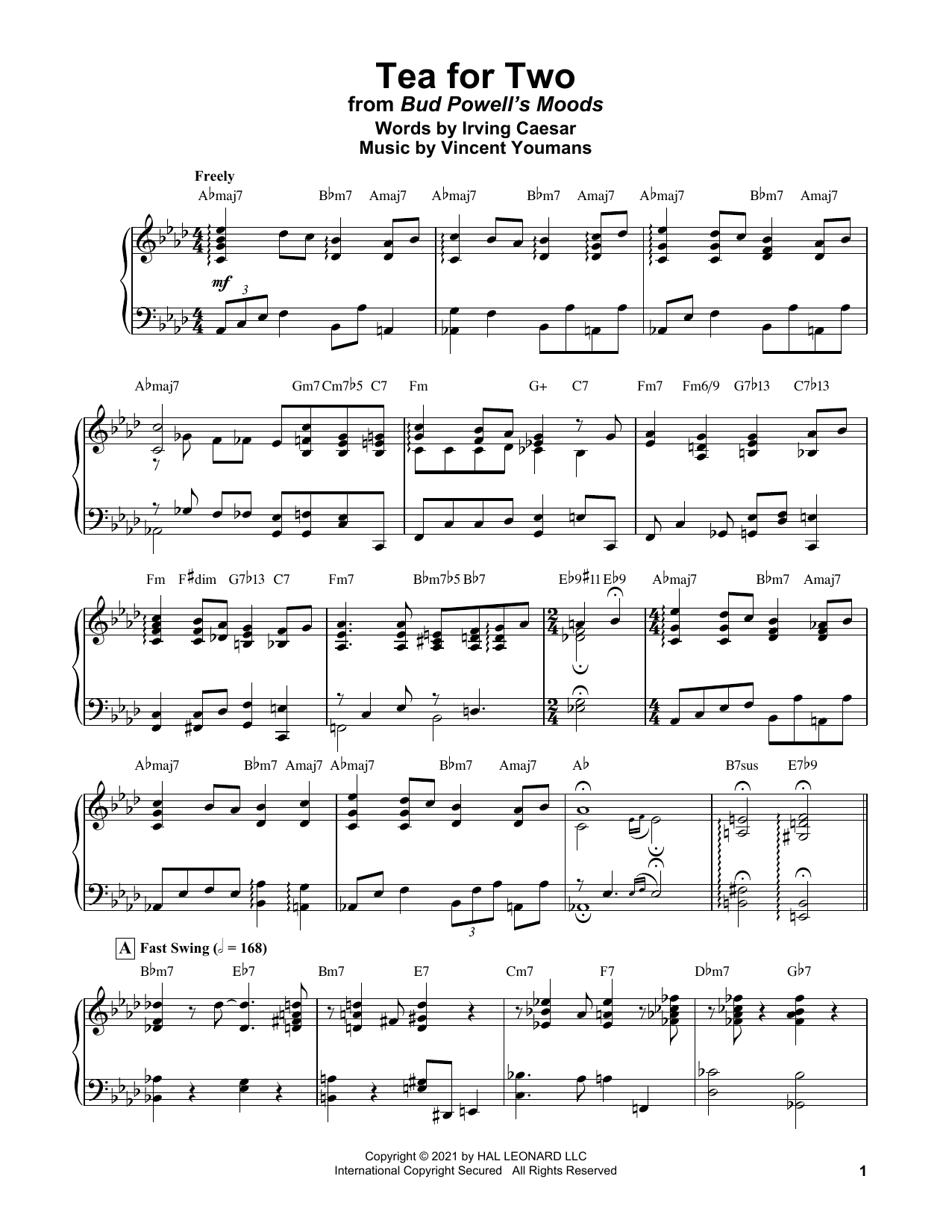 Tea For Two (from No, No, Nanette) (Piano Transcription) von Bud Powell