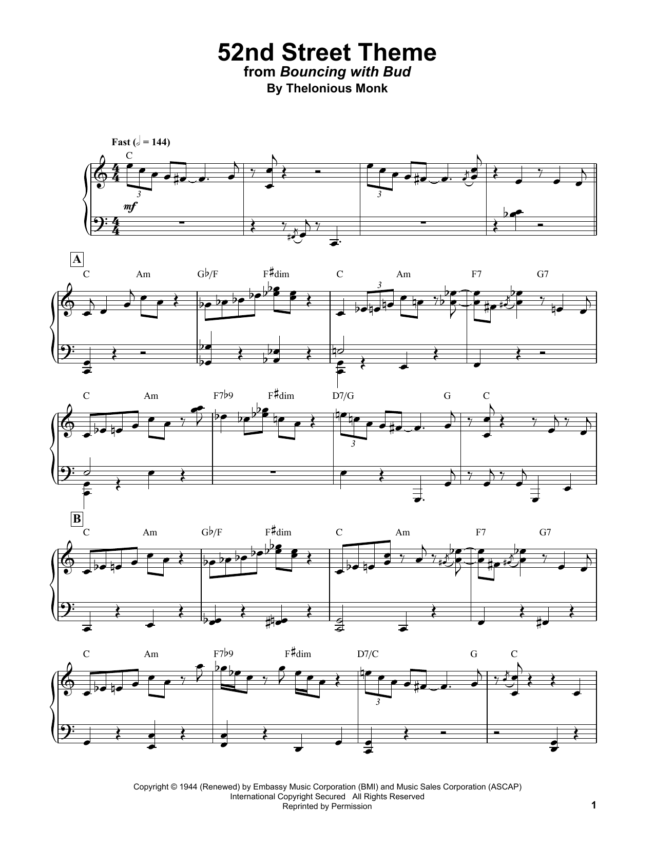 52nd Street Theme (Piano Transcription) von Bud Powell