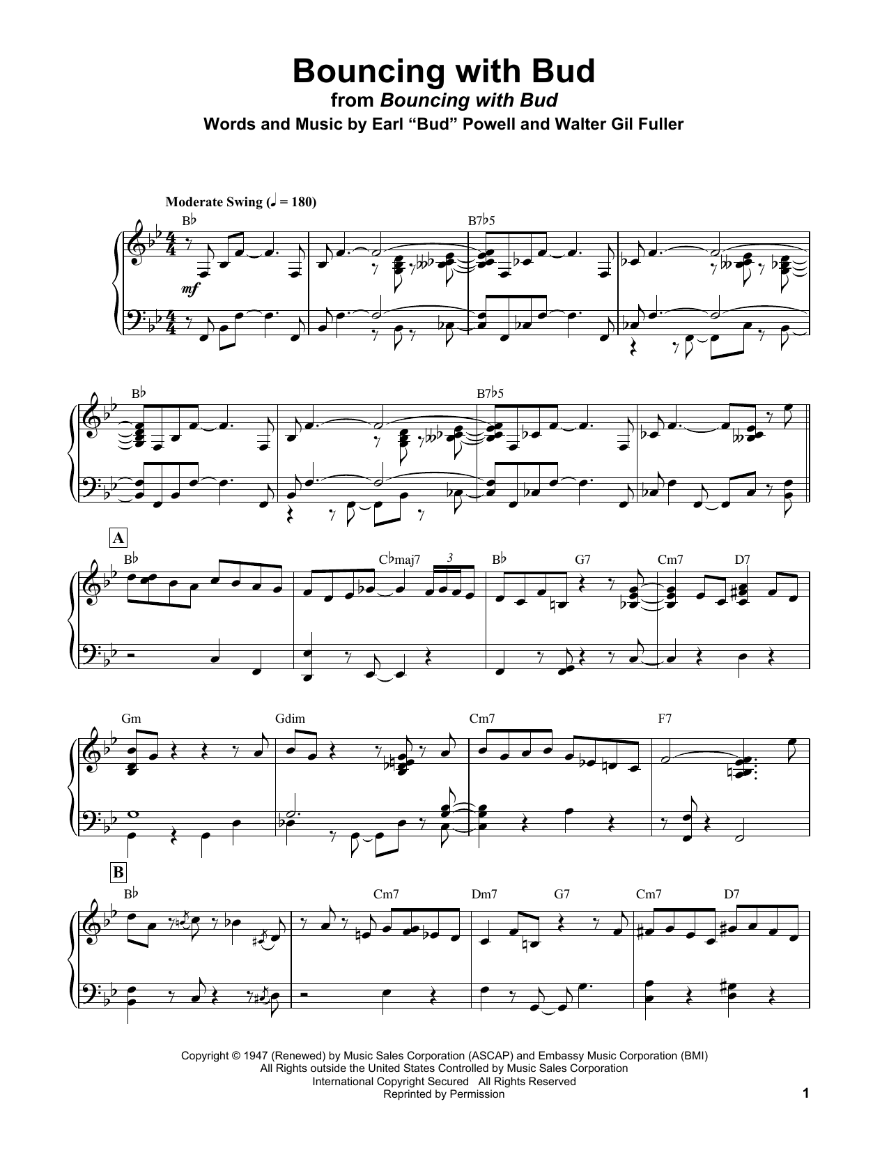 Bouncing With Bud (Piano Transcription) von Bud Powell