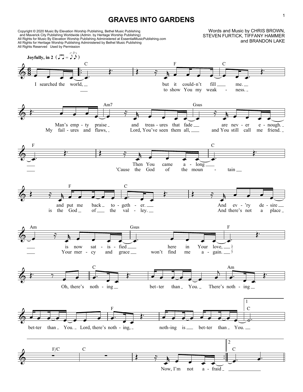 Graves Into Gardens (Lead Sheet / Fake Book) von Elevation Worship