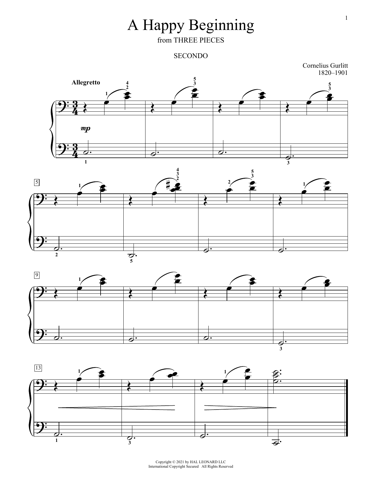 A Happy Beginning (Piano Duet) von Cornelius Gurlitt