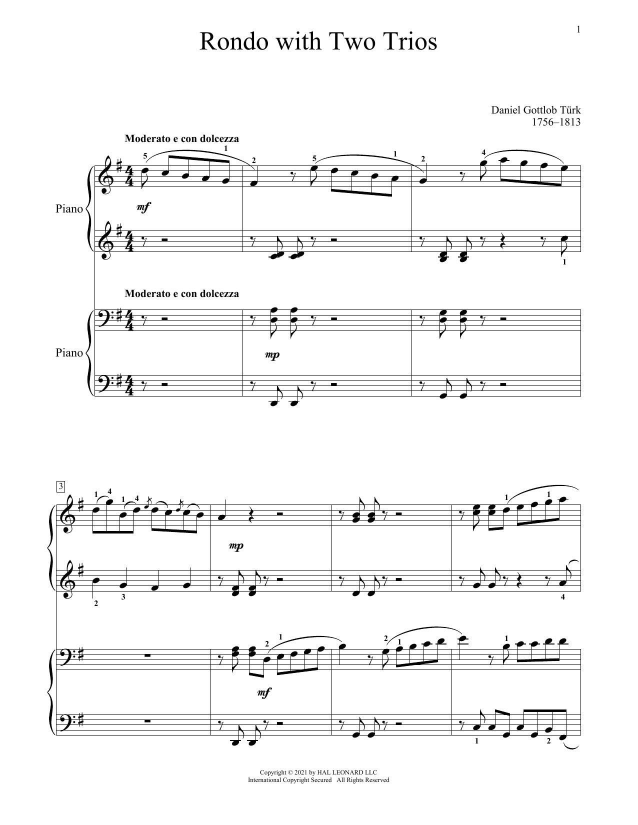 Rondo With Two Trios (Piano Duet) von Daniel Gottlob Turk