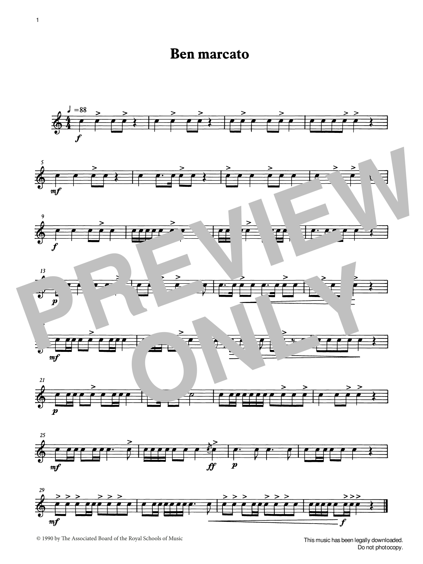 Ben marcato from Graded Music for Snare Drum, Book I (Percussion Solo) von Ian Wright and Kevin Hathaway