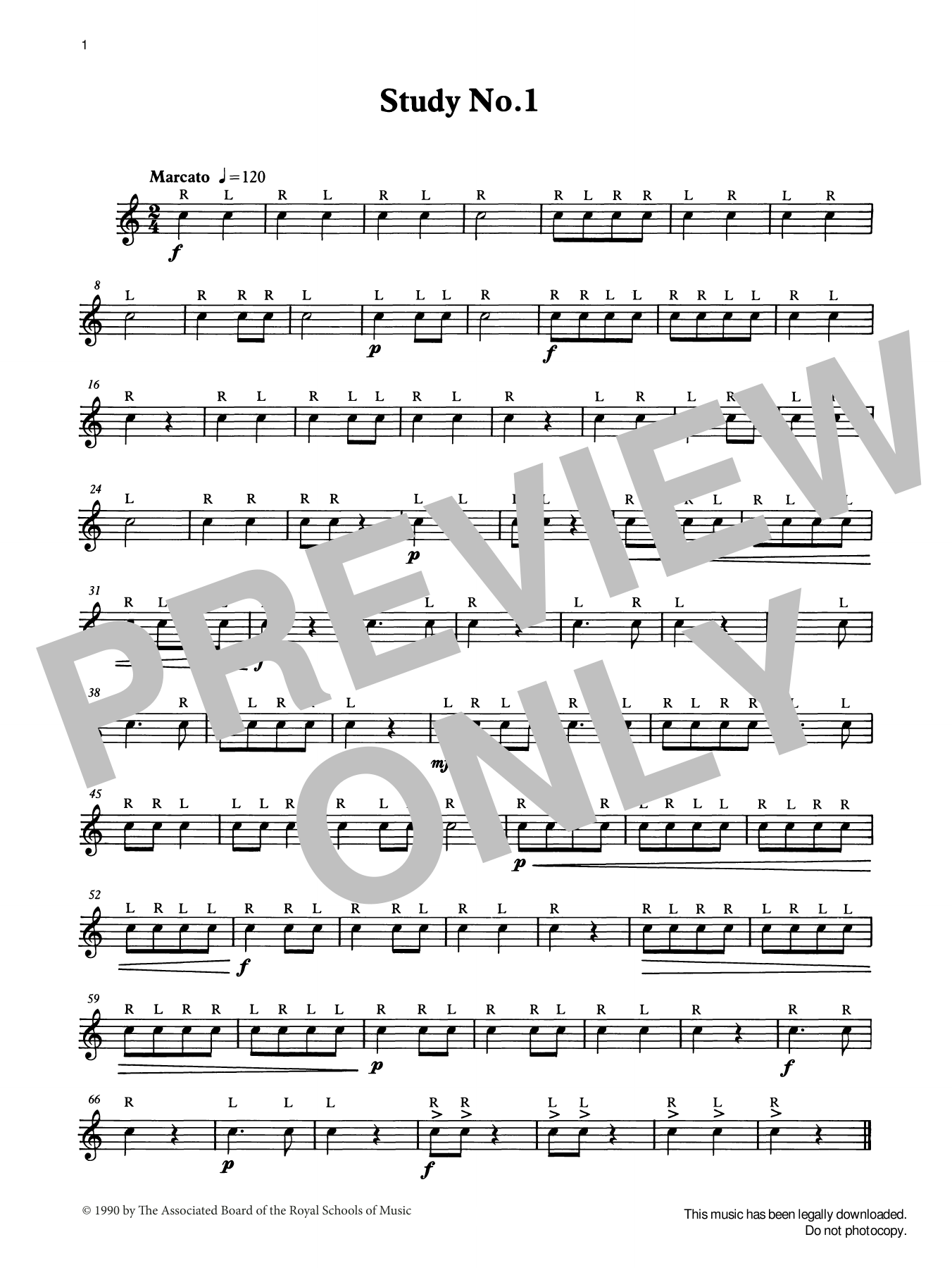 Study No.1 from Graded Music for Snare Drum, Book I (Percussion Solo) von Ian Wright and Kevin Hathaway