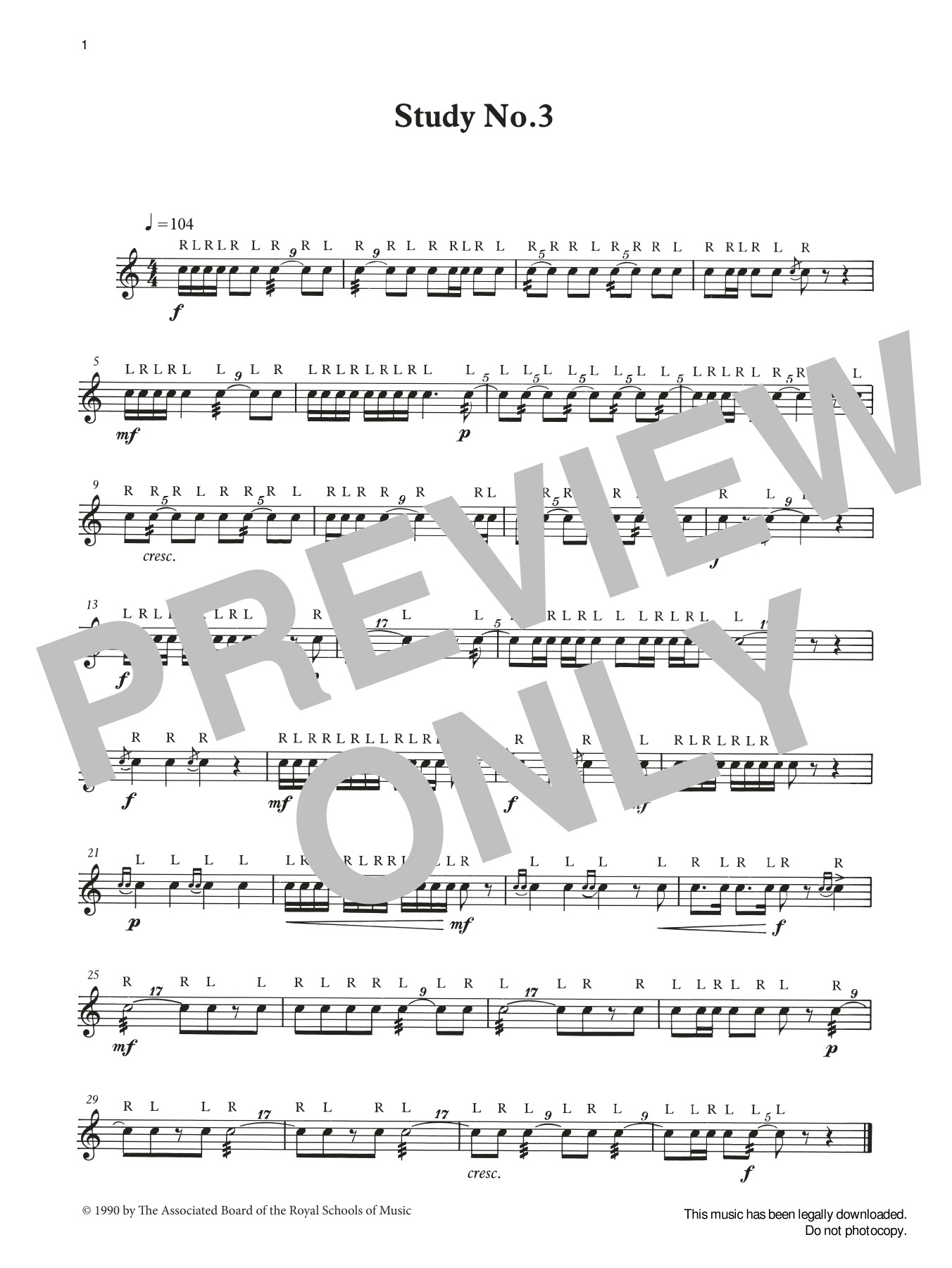 Study No.3 from Graded Music for Snare Drum, Book II (Percussion Solo) von Ian Wright and Kevin Hathaway