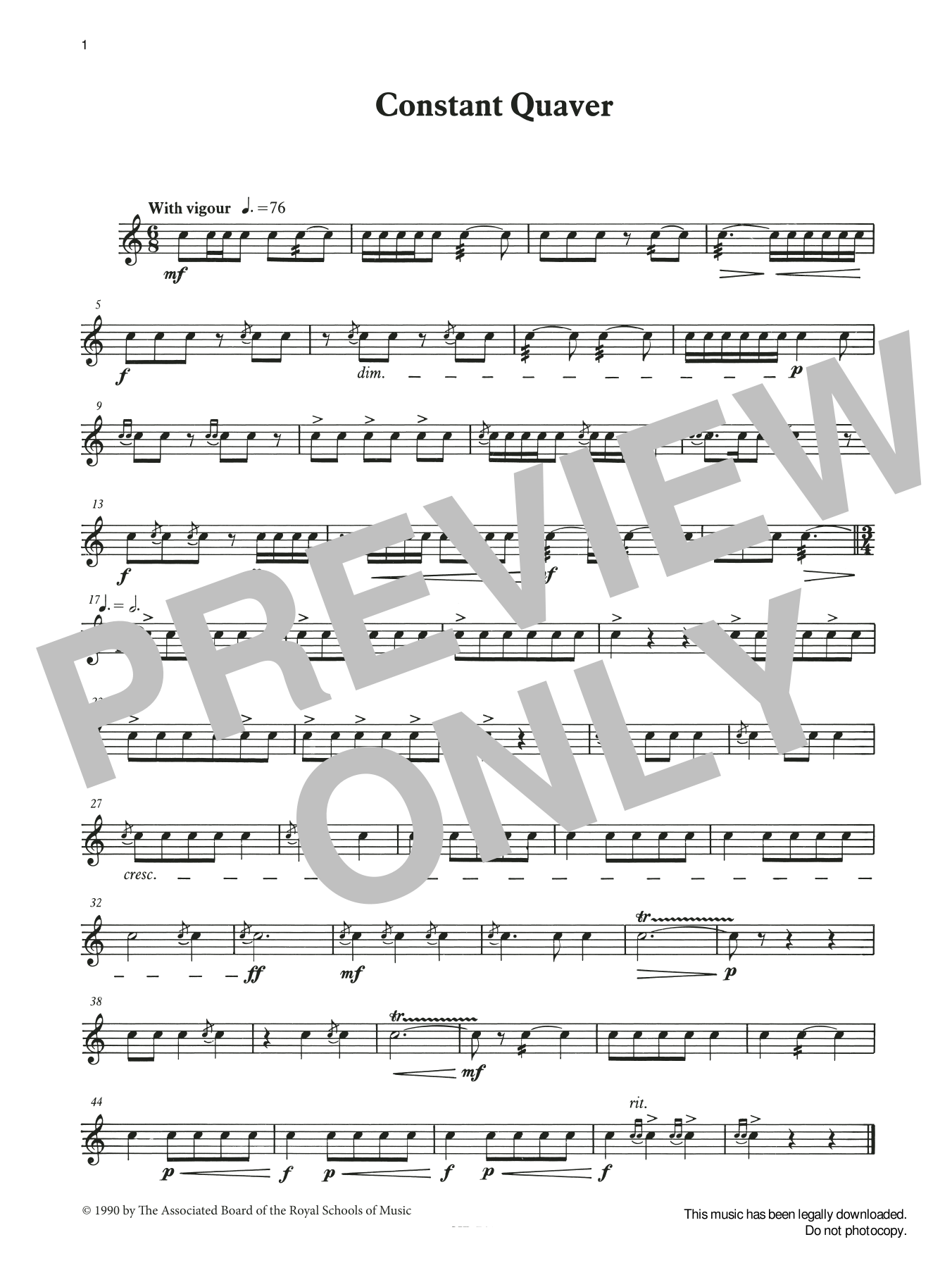 Constant Quaver from Graded Music for Snare Drum, Book II (Percussion Solo) von Ian Wright and Kevin Hathaway
