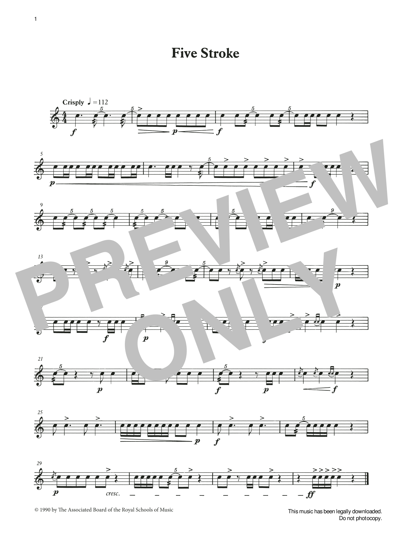 Five Stroke from Graded Music for Snare Drum, Book II (Percussion Solo) von Ian Wright and Kevin Hathaway