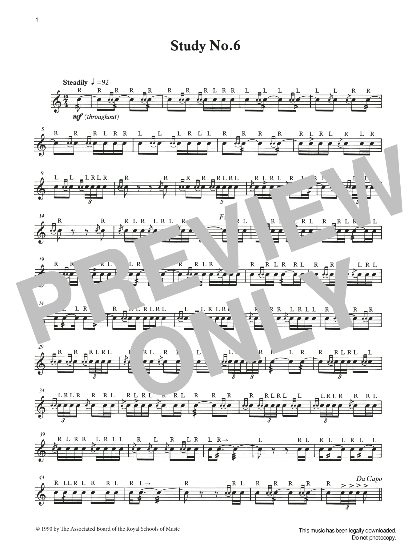 Study No.6 from Graded Music for Snare Drum, Book III (Percussion Solo) von Ian Wright and Kevin Hathaway