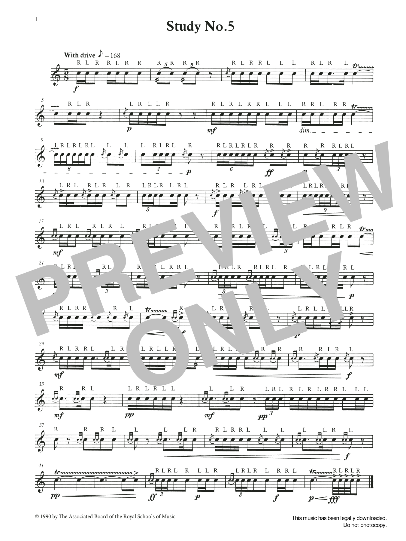 Study No.5 from Graded Music for Snare Drum, Book III (Percussion Solo) von Ian Wright and Kevin Hathaway