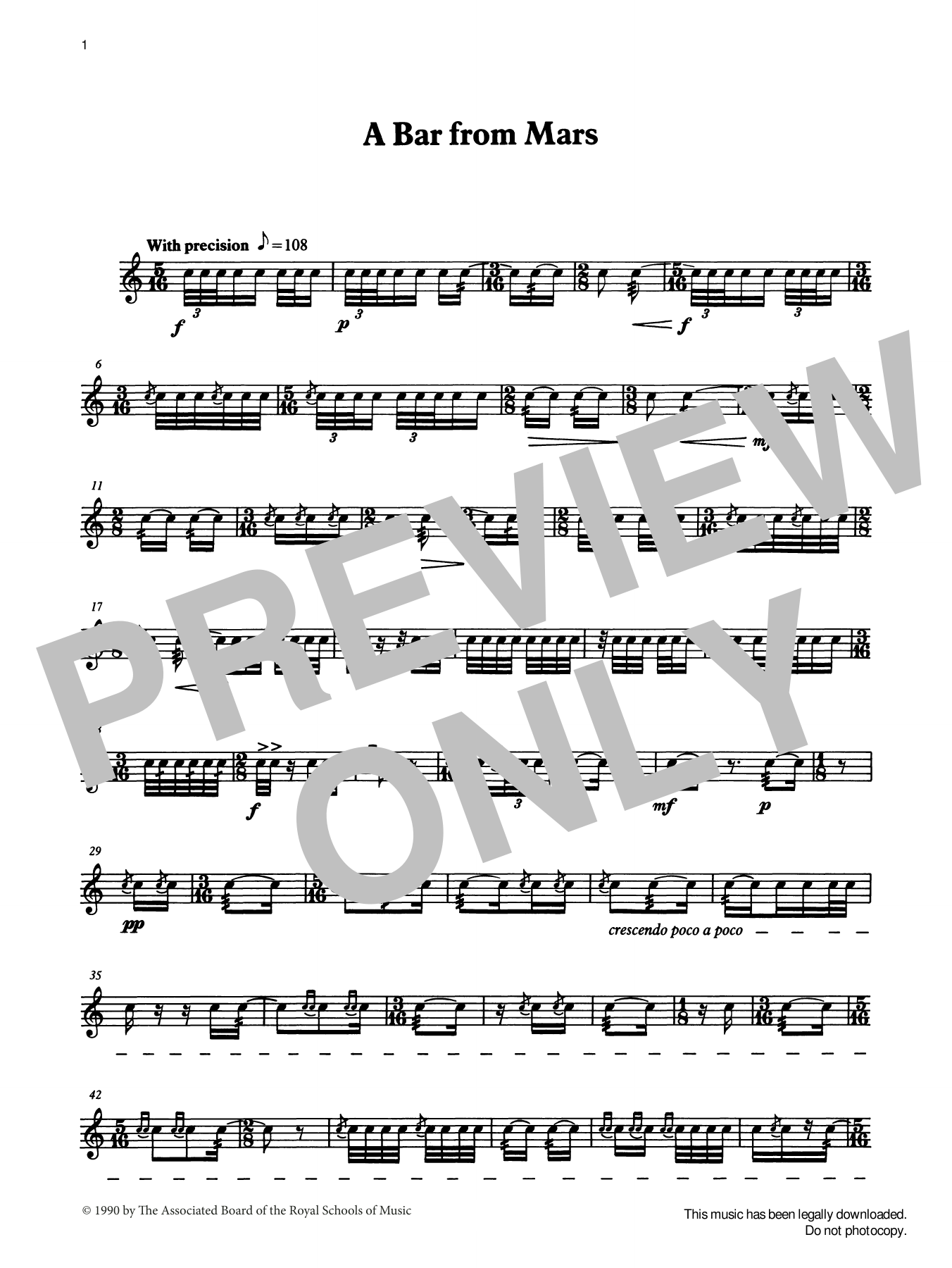 A Bar from Mars from Graded Music for Snare Drum, Book IV (Percussion Solo) von Ian Wright and Kevin Hathaway