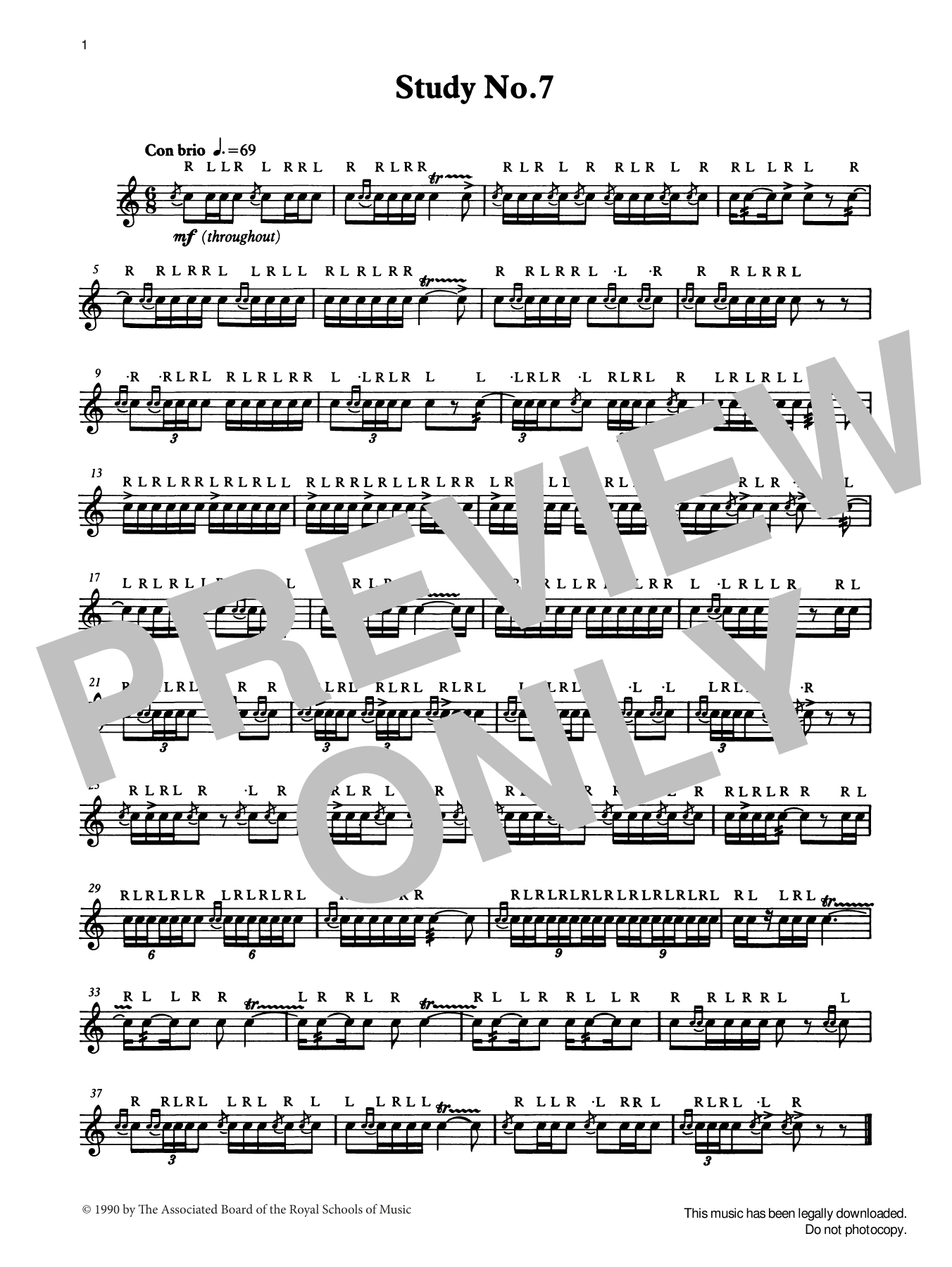 Study No.7 from Graded Music for Snare Drum, Book IV (Percussion Solo) von Ian Wright and Kevin Hathaway