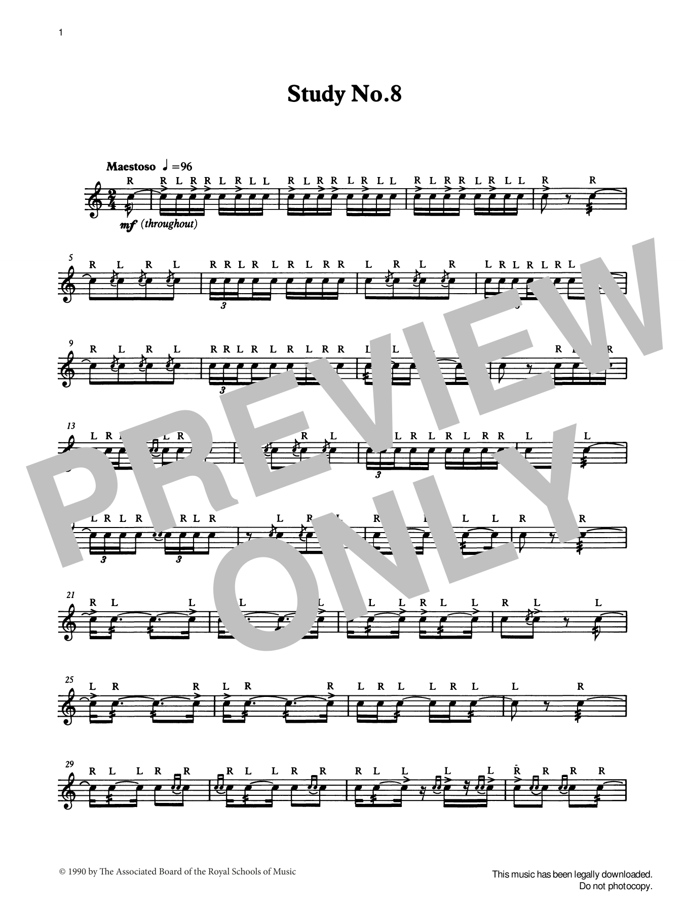 Study No.8 from Graded Music for Snare Drum, Book IV (Percussion Solo) von Ian Wright and Kevin Hathaway