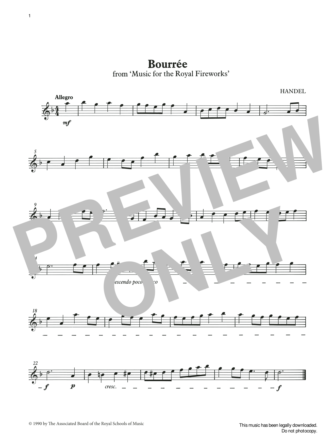 Bourrée from Graded Music for Tuned Percussion, Book I (Percussion Solo) von G. F. Handel