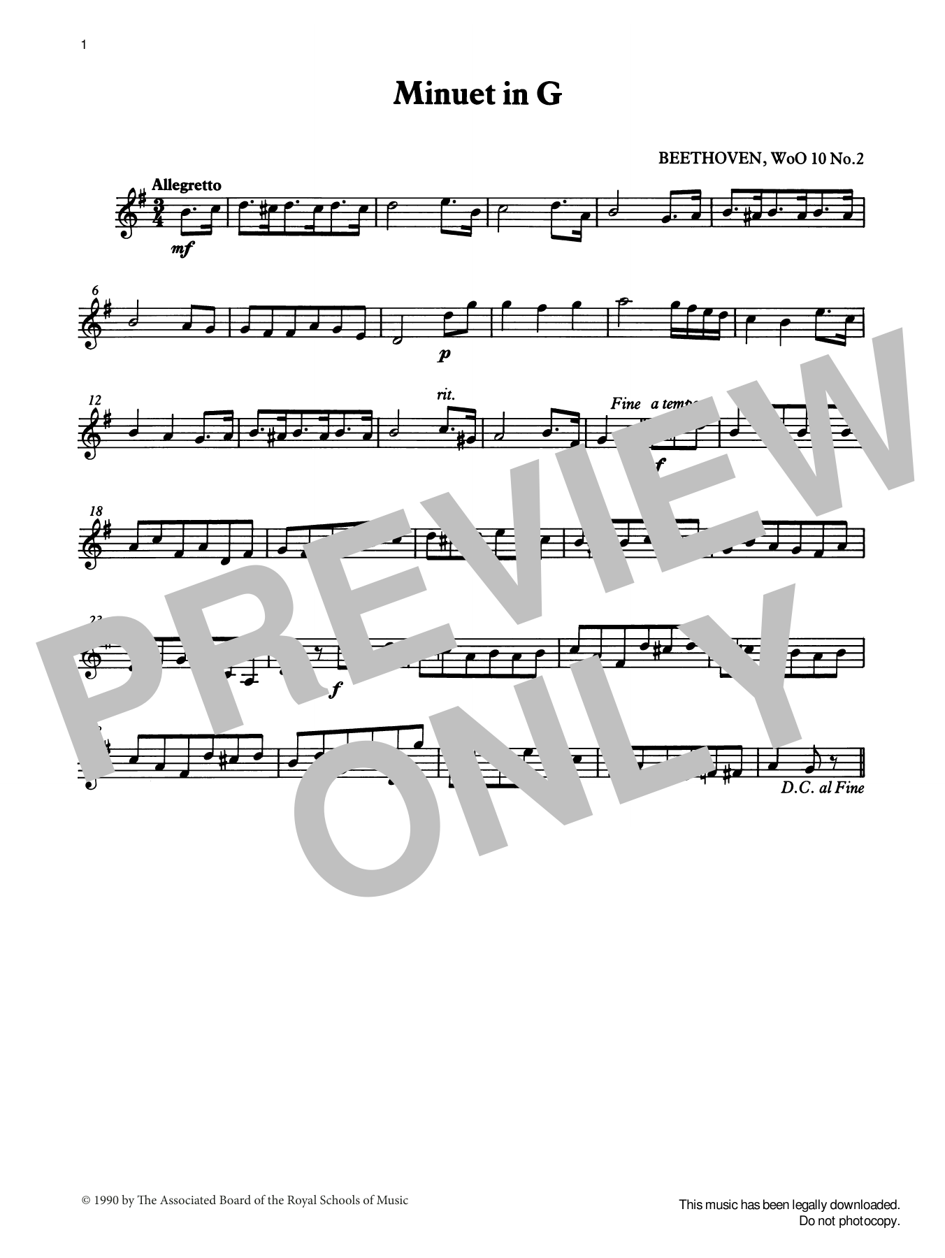 Minuet in G (score & part) from Graded Music for Tuned Percussion, Book II (Percussion Solo) von Ludwig van Beethoven