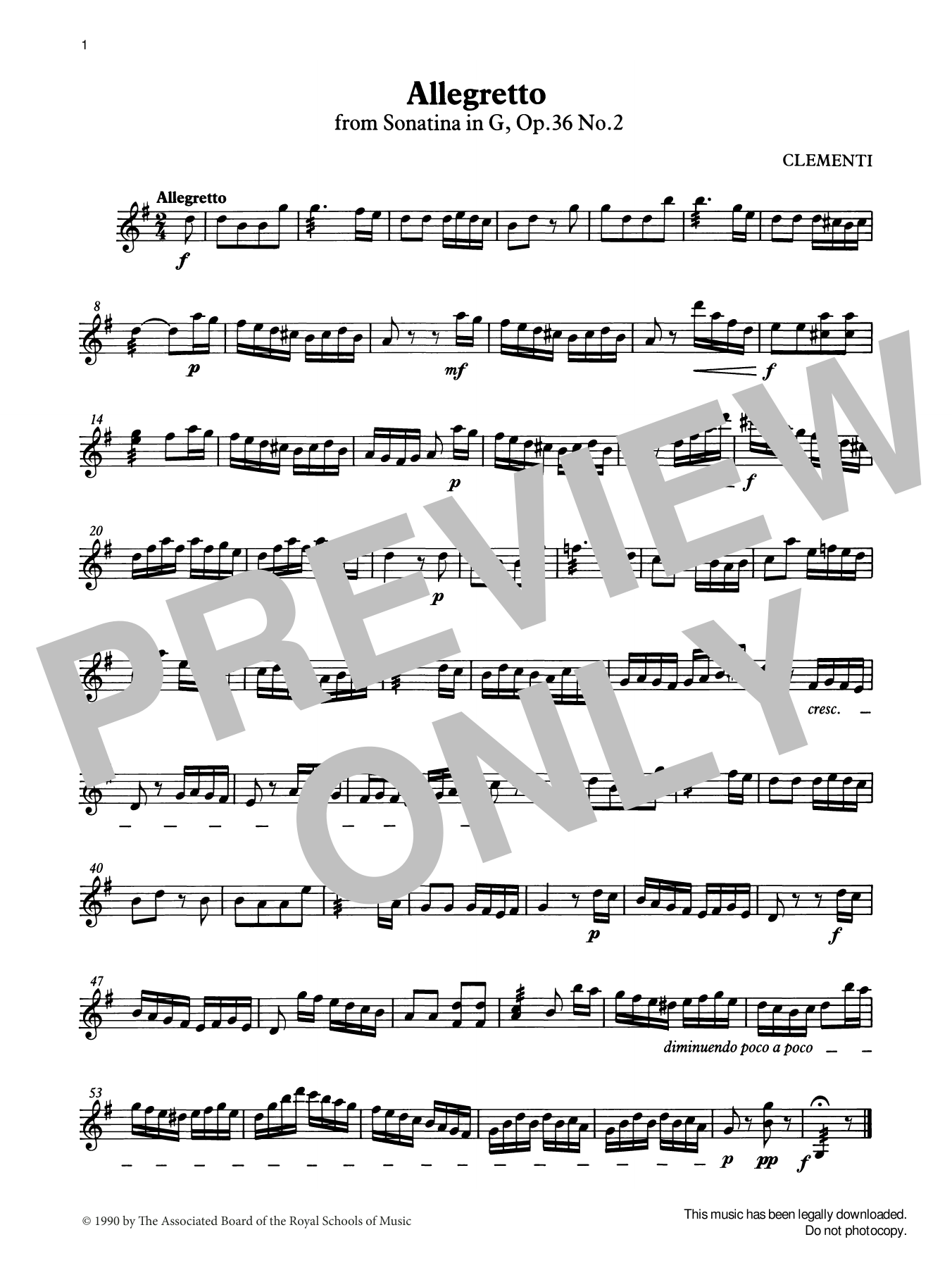 Allegretto (score & part) from Graded Music for Tuned Percussion, Book III (Percussion Solo) von Muzio Clementi