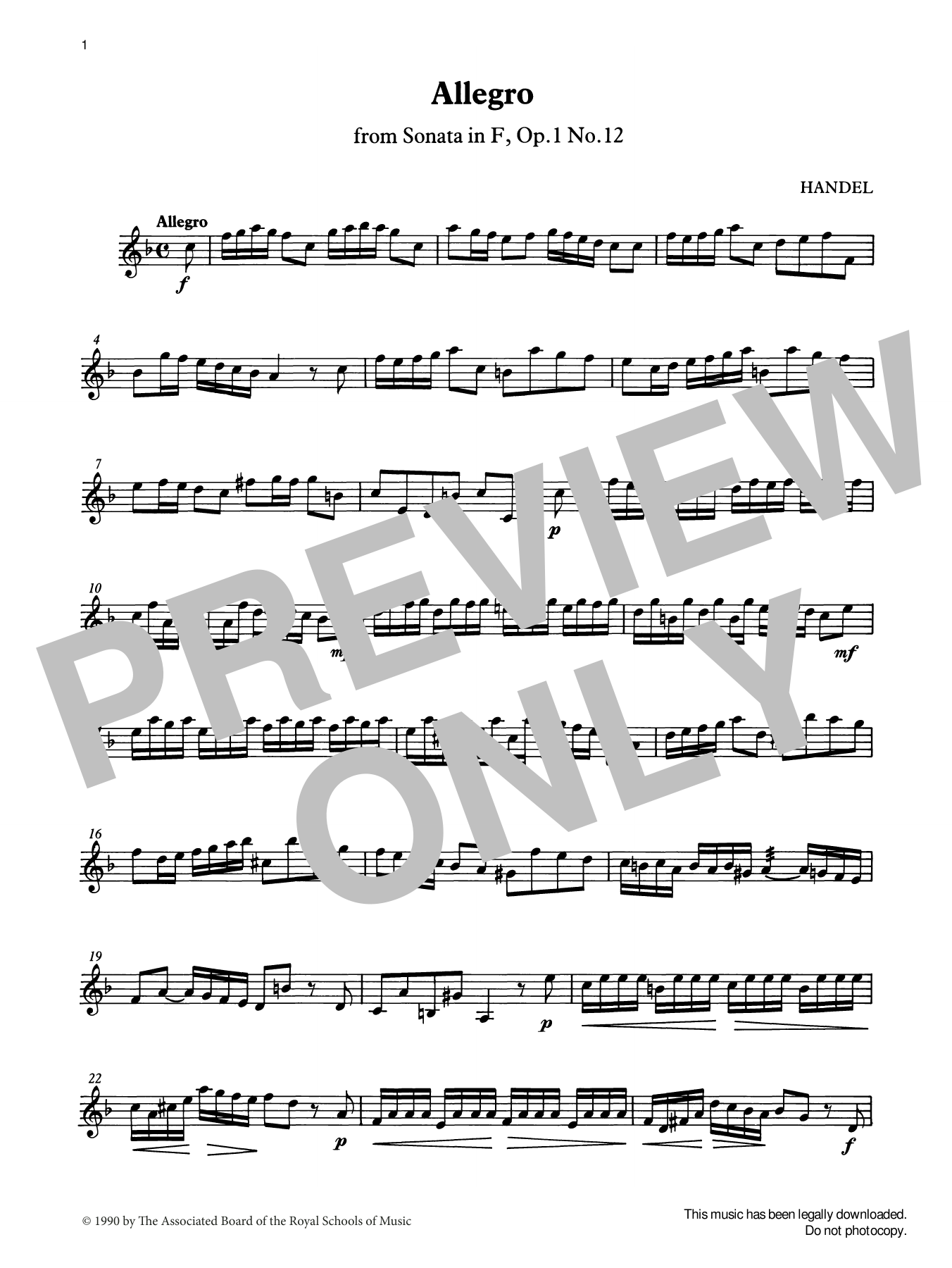 Allegro (score & part) from Graded Music for Tuned Percussion, Book III (Percussion Solo) von G. F. Handel