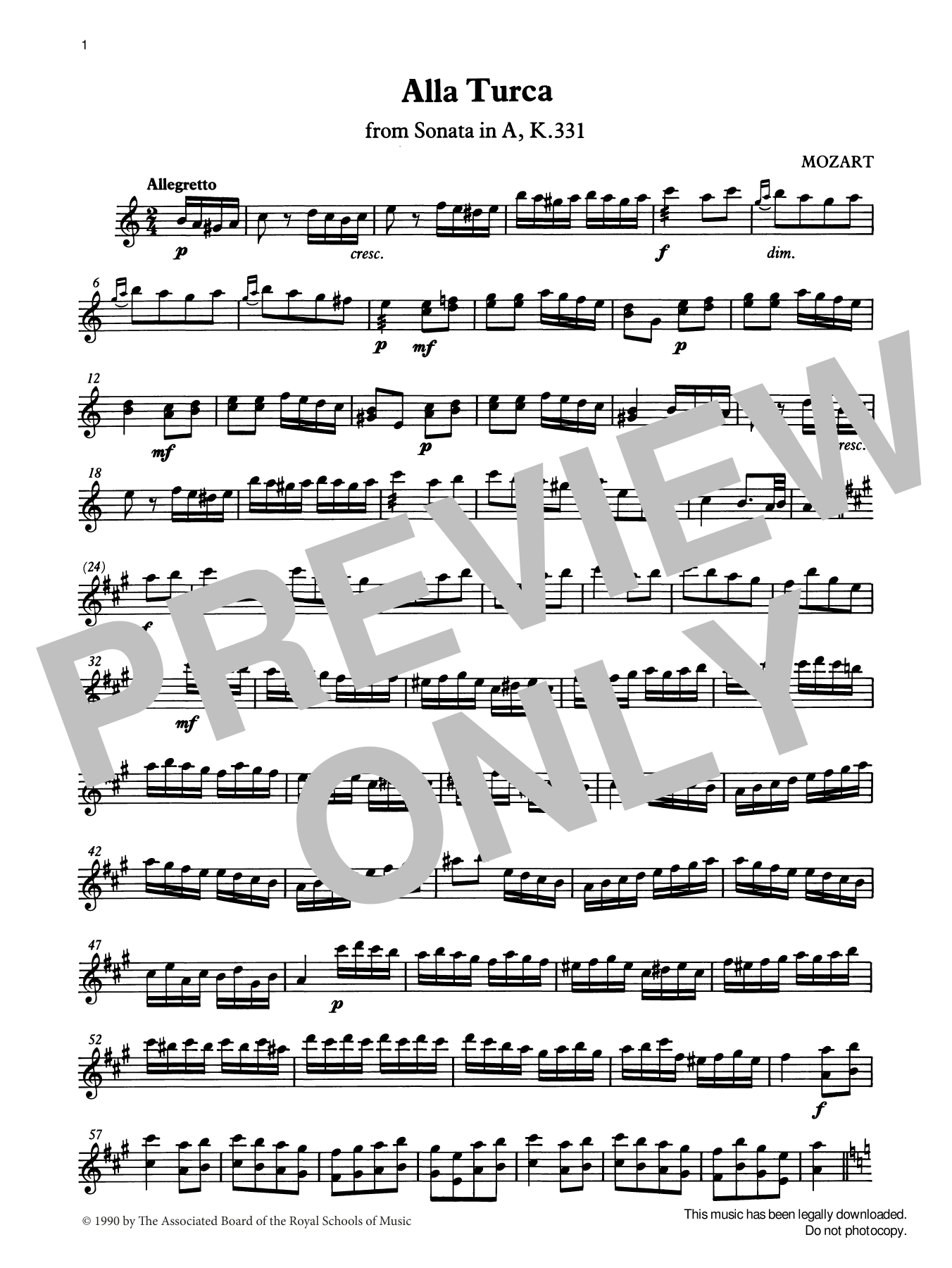Alla Turca (score & part) from Graded Music for Tuned Percussion, Book IV (Percussion Solo) von W. A. Mozart