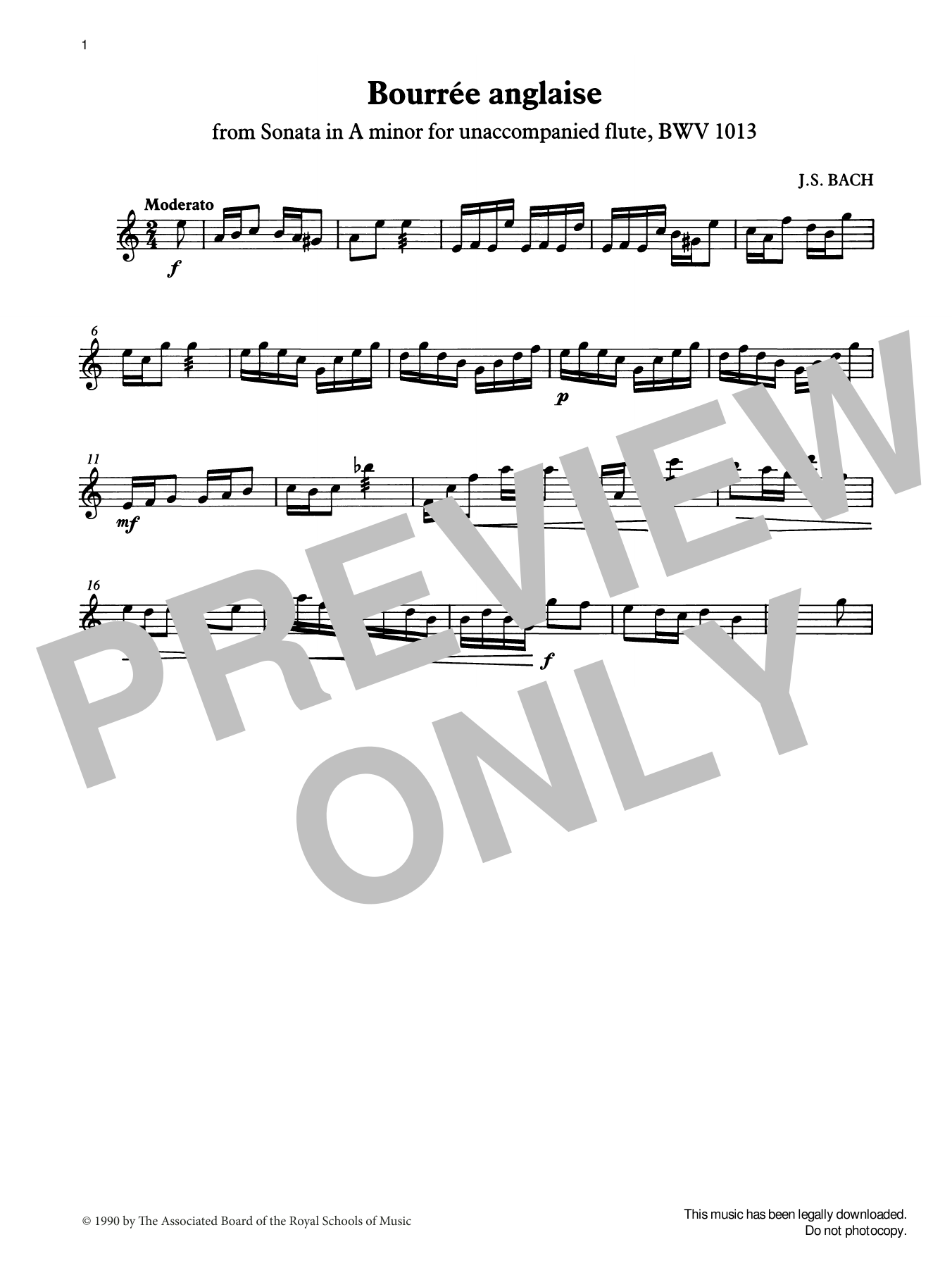 Bourrée anglaise from Graded Music for Tuned Percussion, Book IV (Percussion Solo) von J. S. Bach