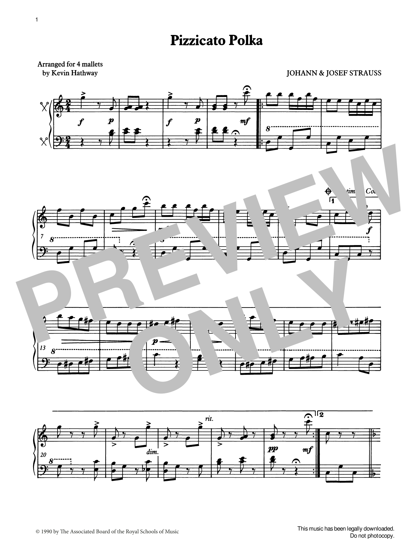 Pizzicato Polka from Graded Music for Tuned Percussion, Book IV () von Johann Strauss II