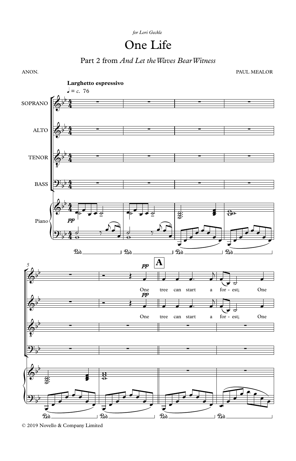 One Life (SATB Choir) von Paul Mealor