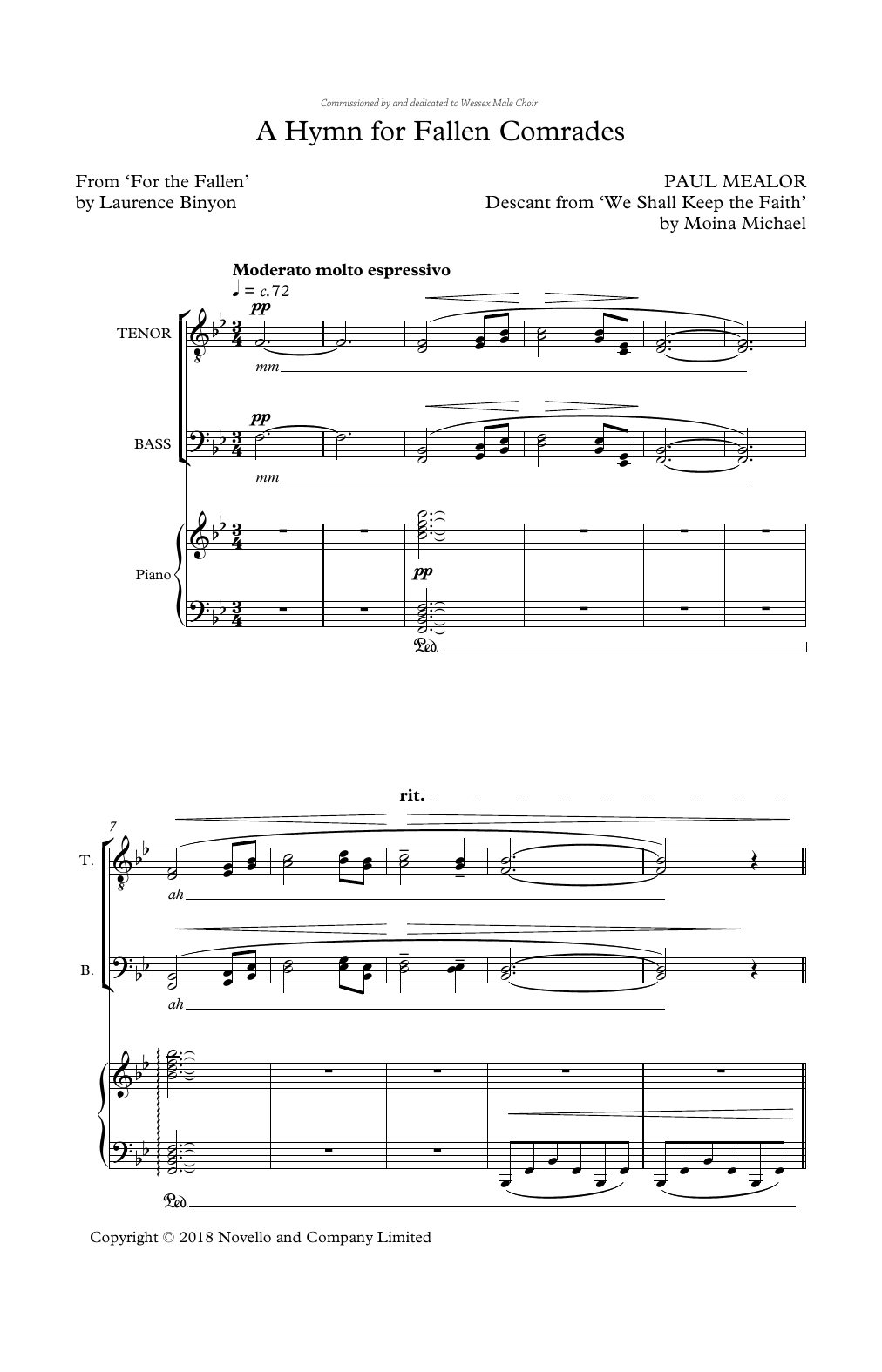 A Hymn For Fallen Comrades (TTBB Choir) von Paul Mealor