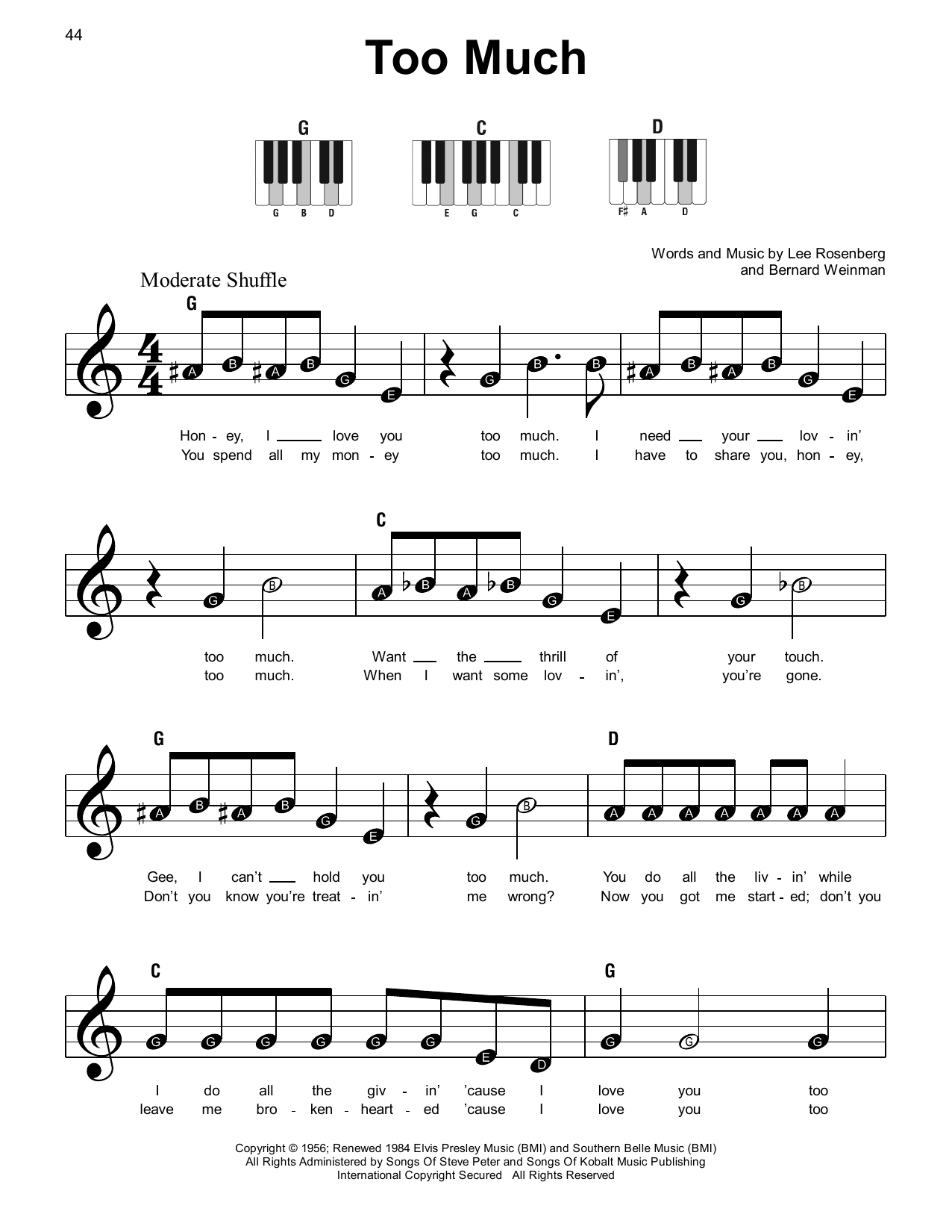 Too Much (Super Easy Piano) von Elvis Presley