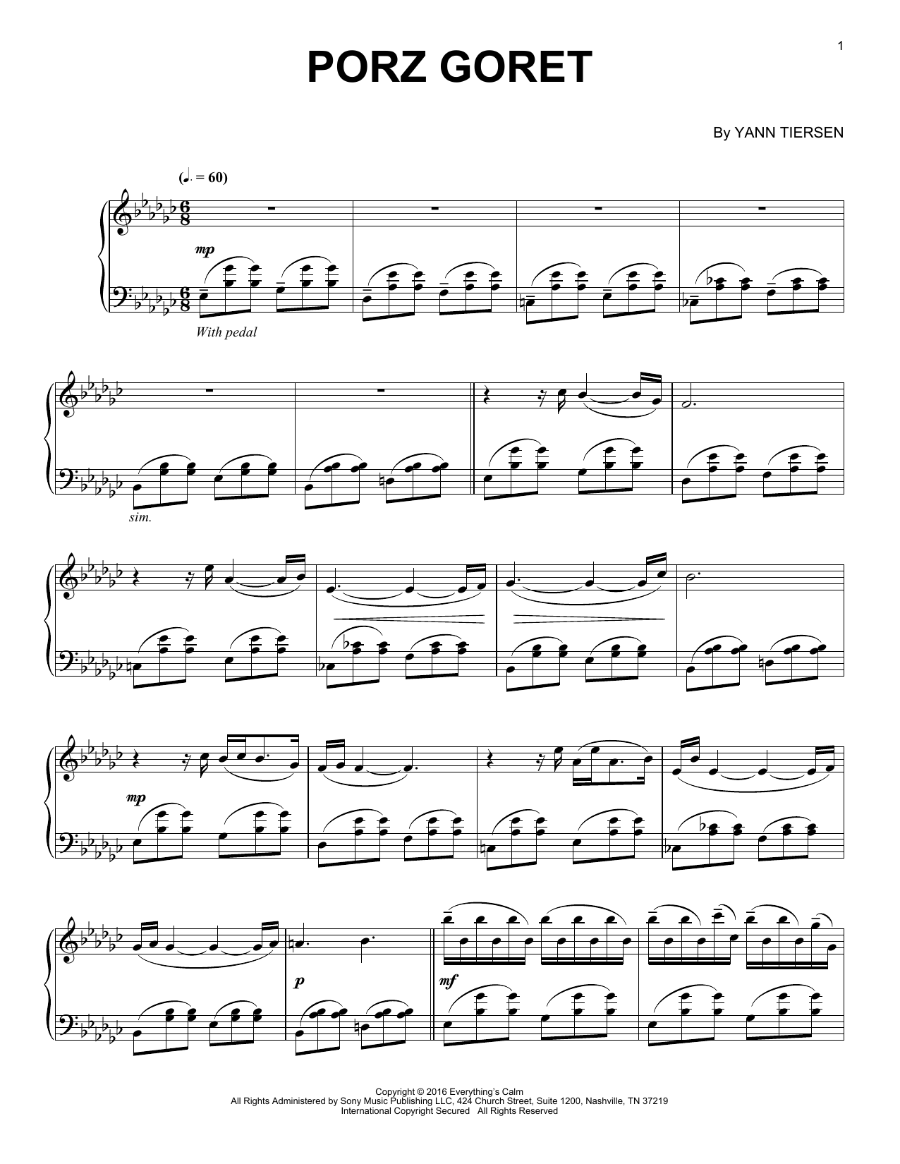 Porz Goret (Piano Solo) von Yann Tiersen