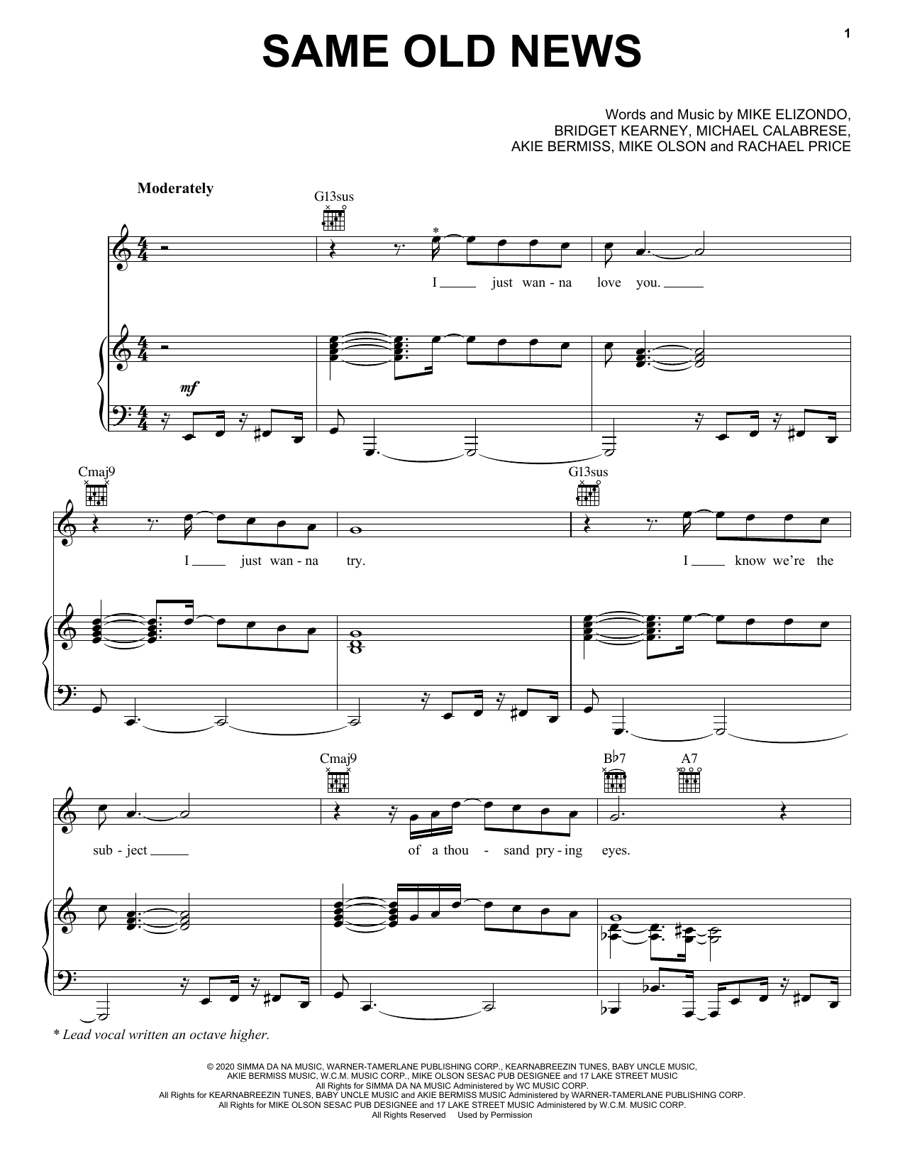 Same Old News (Piano, Vocal & Guitar Chords (Right-Hand Melody)) von Lake Street Dive