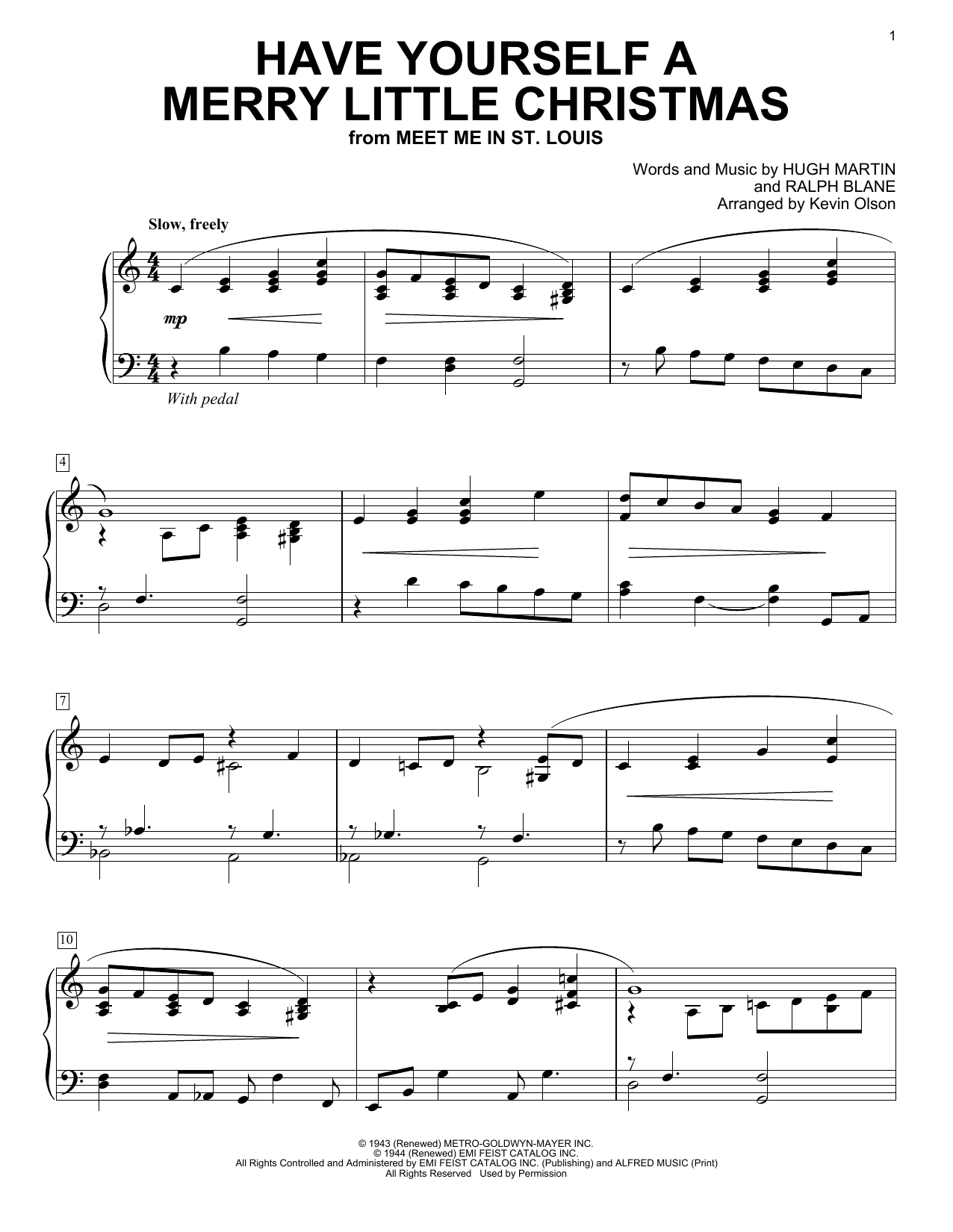 Have Yourself A Merry Little Christmas (arr. Kevin Olson) (Easy Piano Solo) von The Carpenters