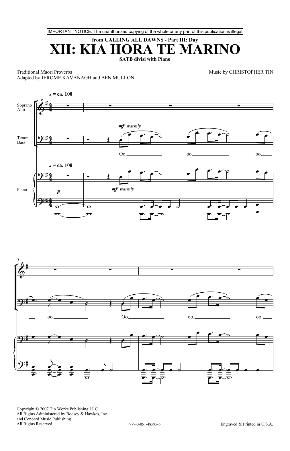Kia Hora Te Marino (Choir) von Christopher Tin