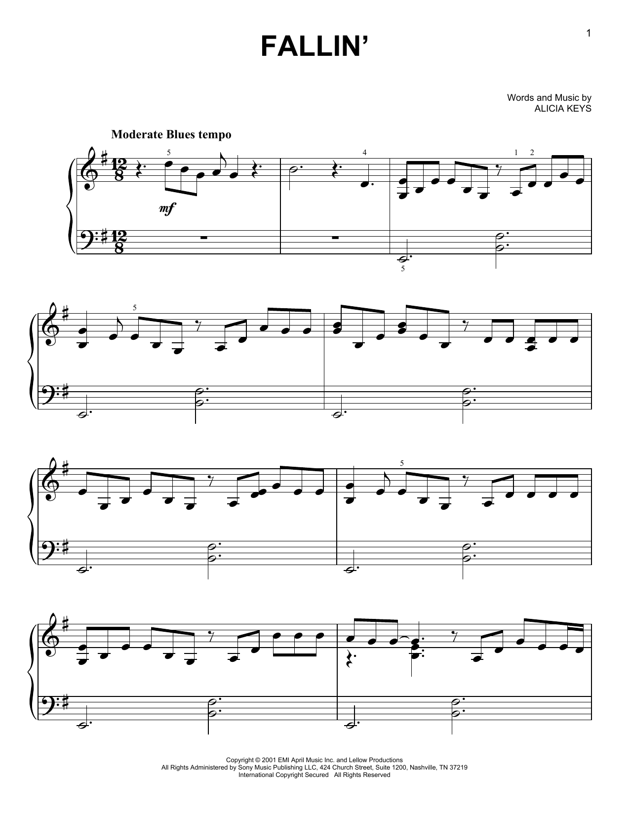 Fallin' (Easy Piano) von Alicia Keys