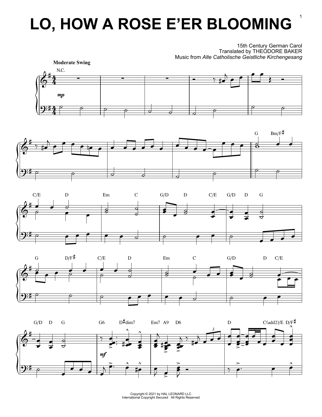 Lo, How A Rose E'er Blooming [Jazz version] (arr. Brent Edstrom) (Piano Solo) von 15th Century German Carol