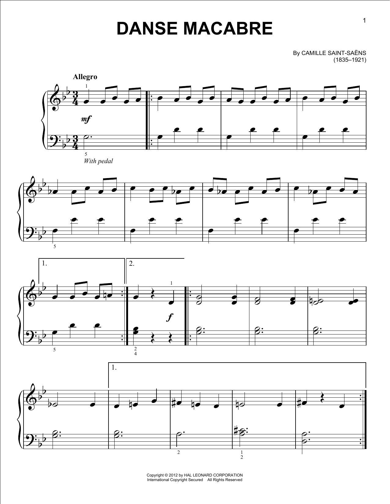 Danse Macabre (Very Easy Piano) von Camille Saint-Saens