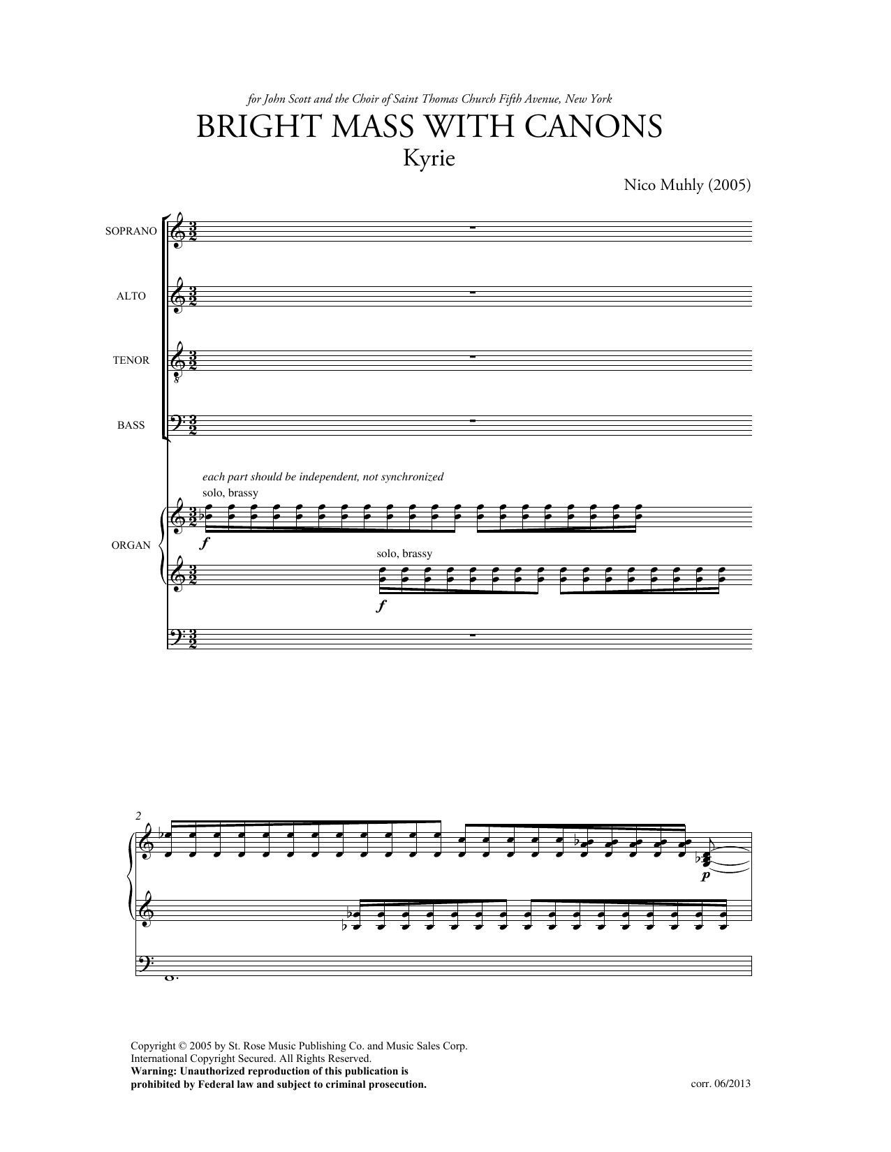 Bright Mass With Canons (SATB Choir) von Nico Muhly