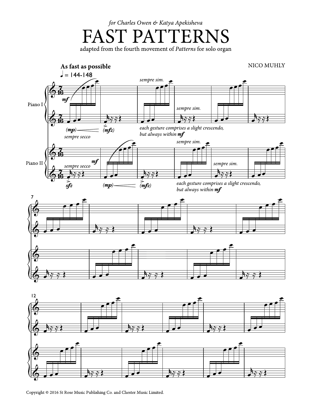 Fast Patterns (Piano Duet) von Nico Muhly