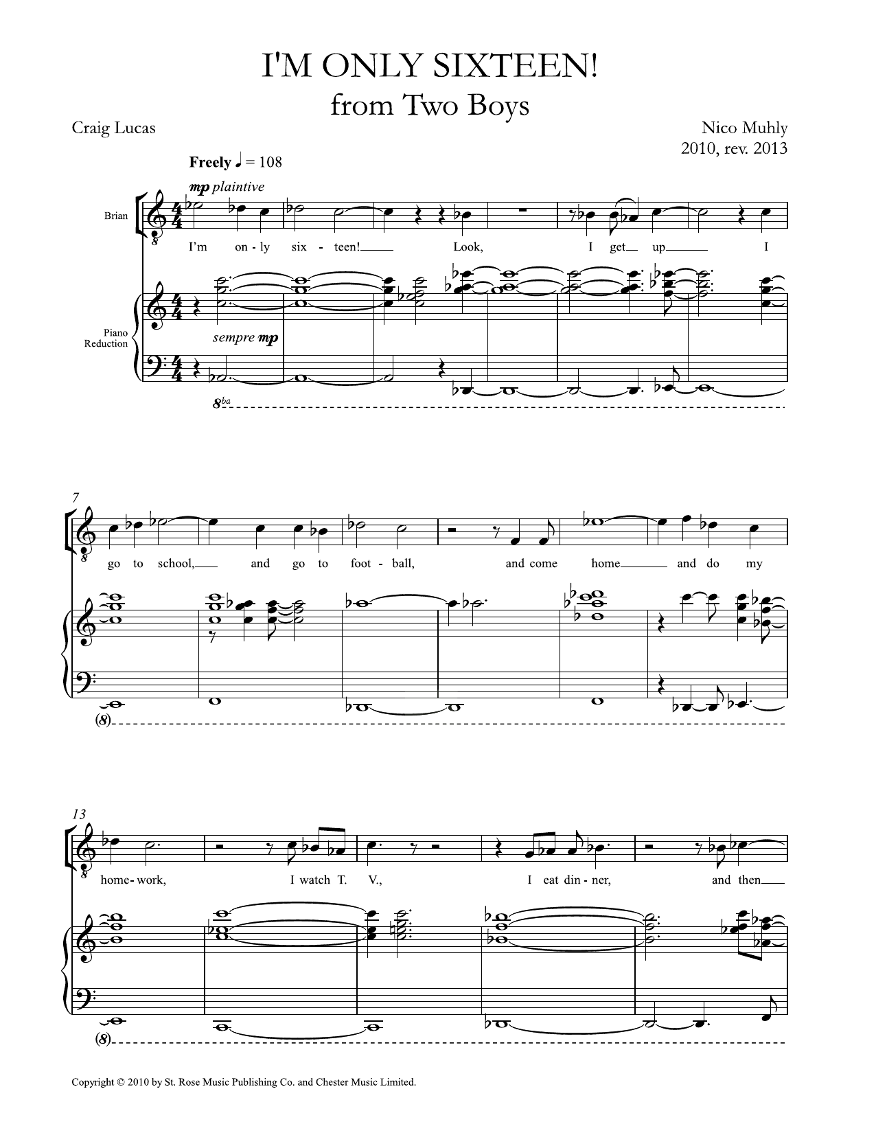 I'm Only Sixteen (Piano & Vocal) von Nico Muhly