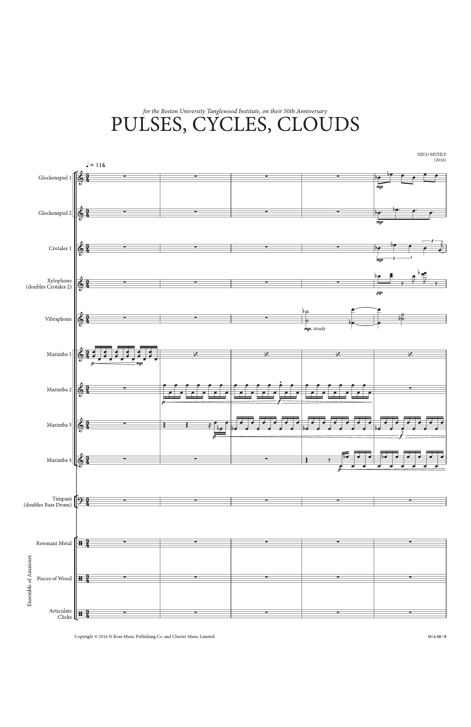 Pulses, Cycles, Clouds (Score) (Percussion Ensemble) von Nico Muhly
