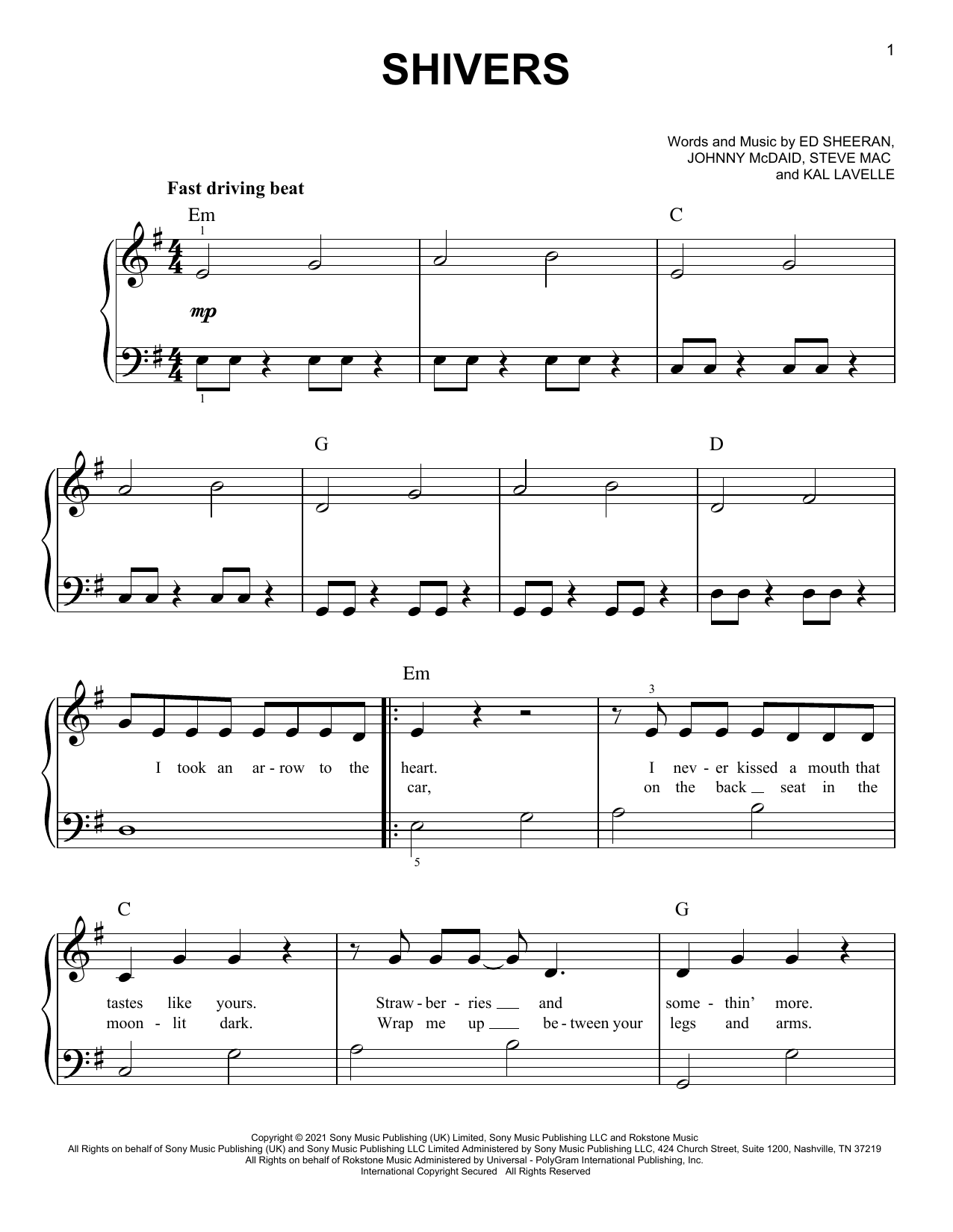 Shivers (Very Easy Piano) von Ed Sheeran
