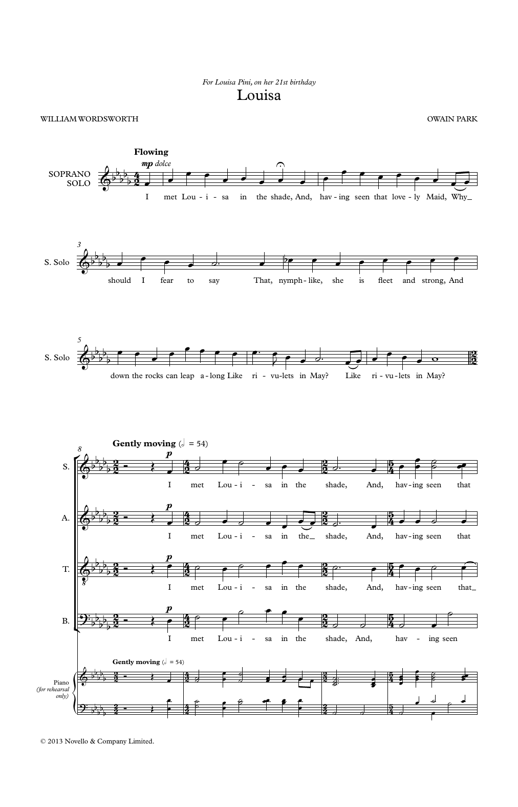 Louisa (SATB Choir) von Owain Park