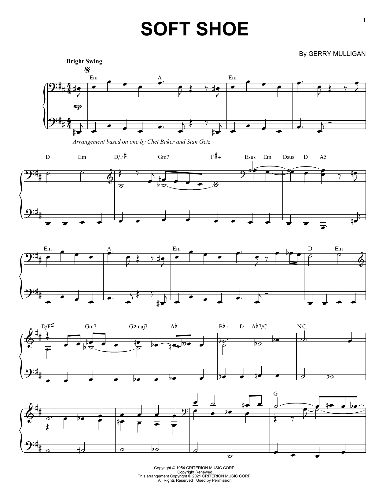 Soft Shoe [Jazz version] (arr. Brent Edstrom) (Piano Solo) von Gerry Mulligan