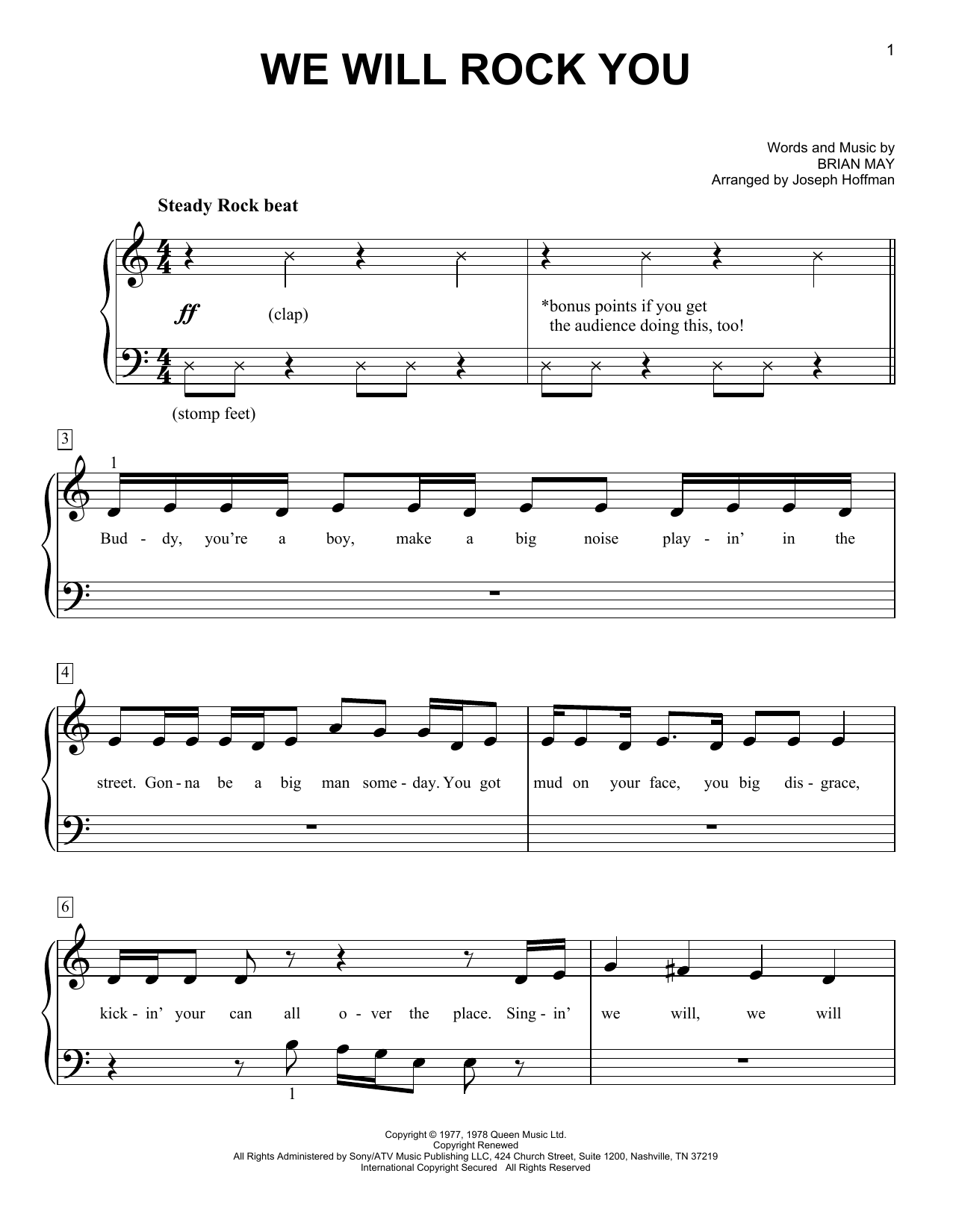 We Will Rock You (arr. Joseph Hoffman) (Easy Piano) von Queen