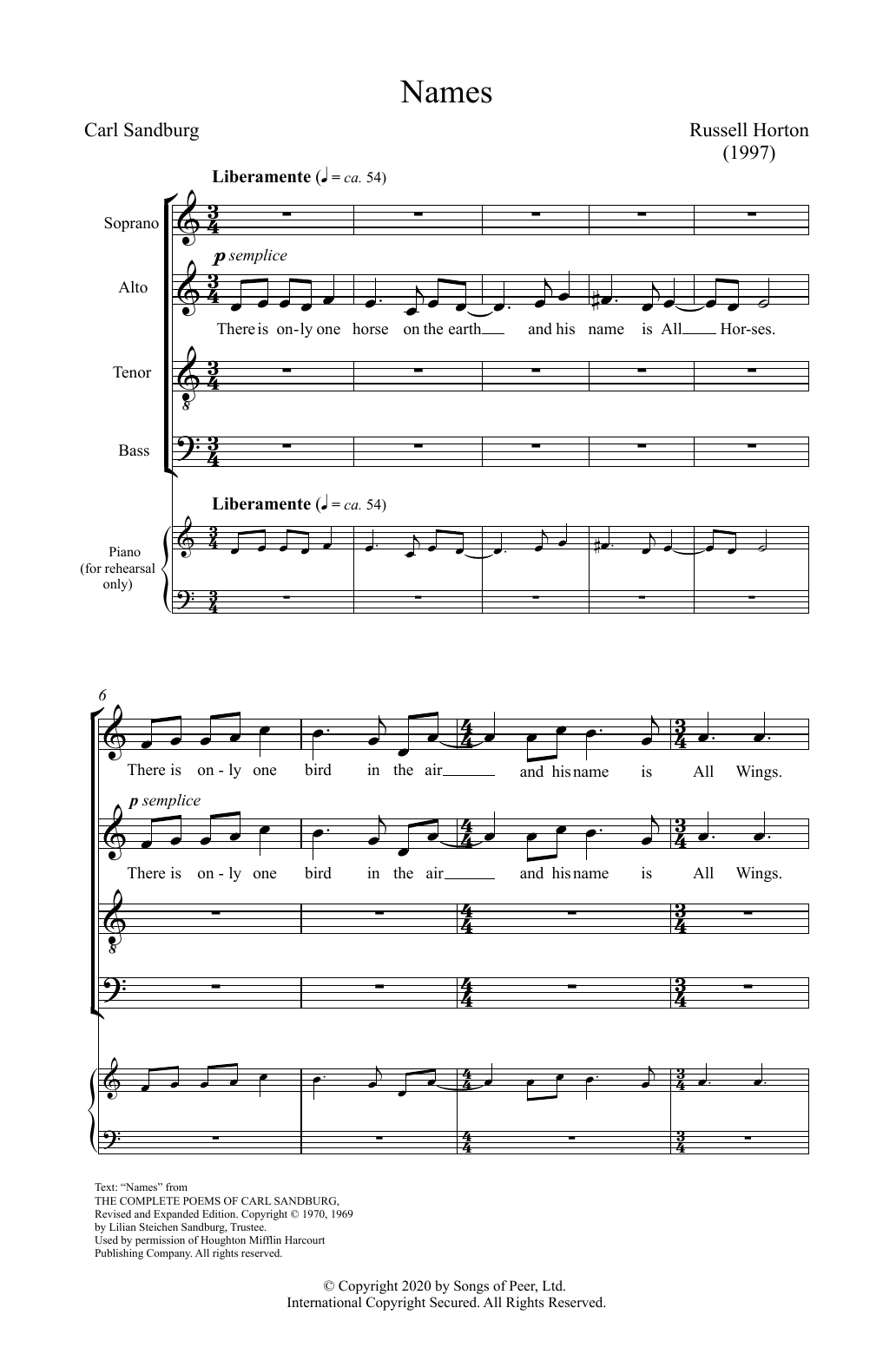 Names (SATB Choir) von Russell Horton