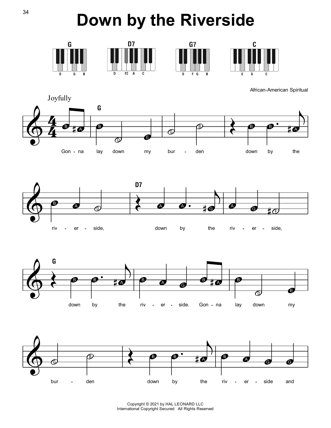 Down By The Riverside (Super Easy Piano) von African American Spiritual