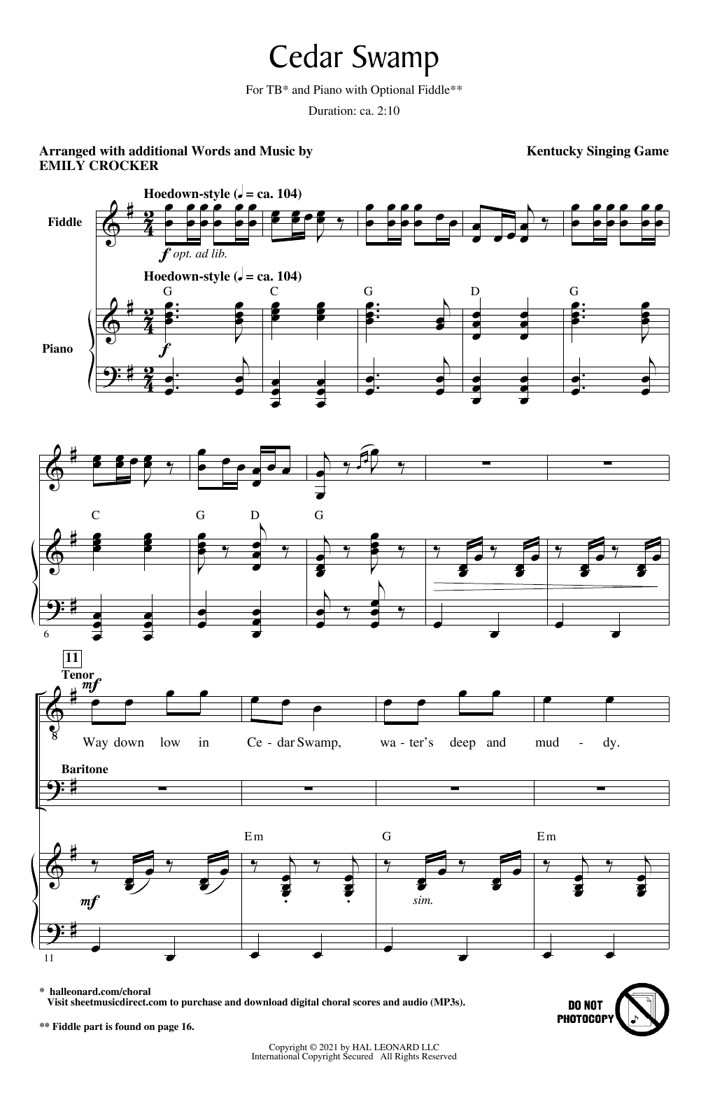 Cedar Swamp (TB Choir) von Emily Crocker