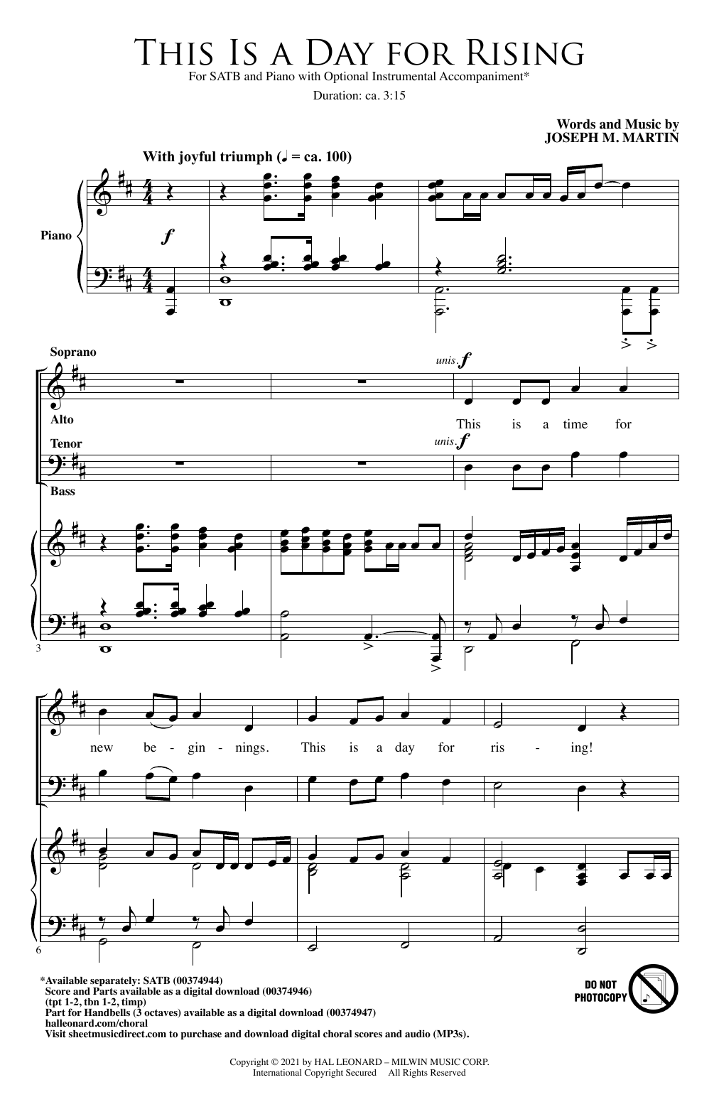 This Is A Day For Rising (SATB Choir) von Joseph M. Martin