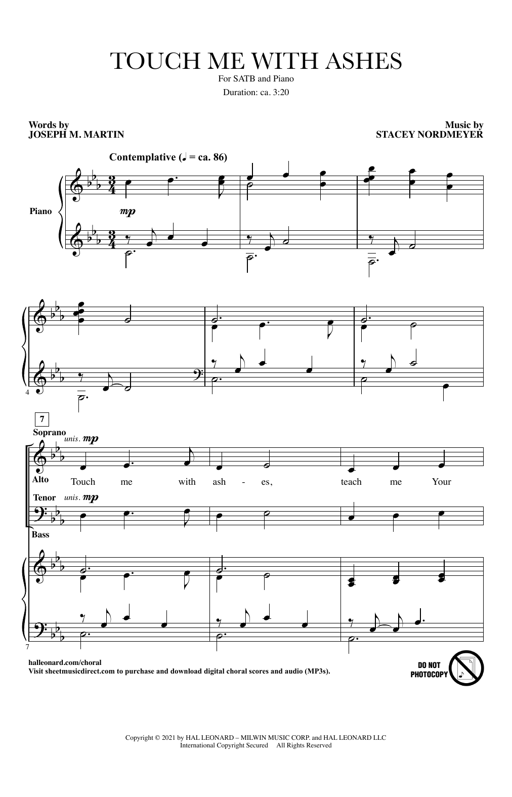 Touch Me With Ashes (SATB Choir) von Joseph M. Martin and Stacey Nordmeyer